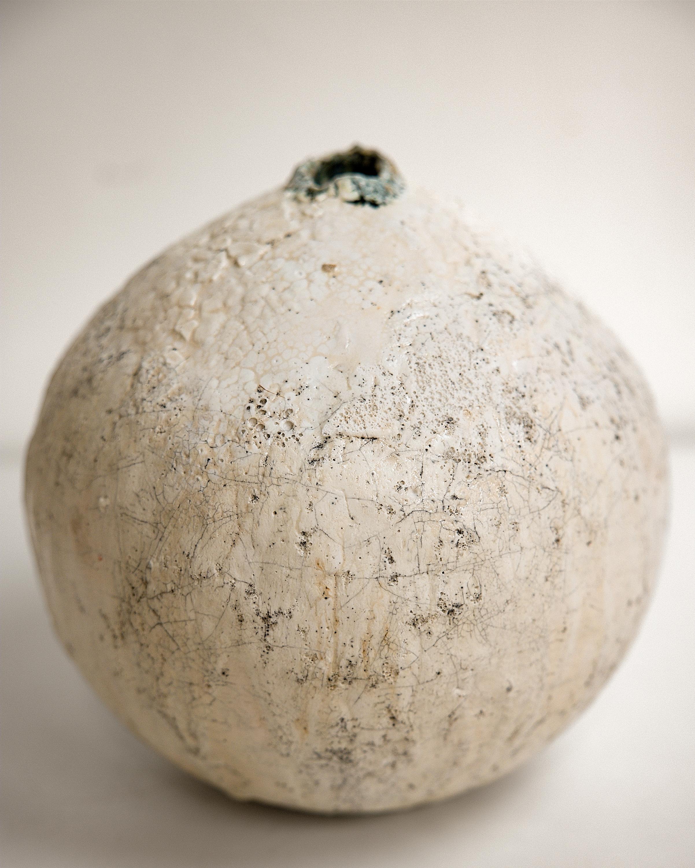 Ceramic Drift Cream Moon Vase Handmade II For Sale