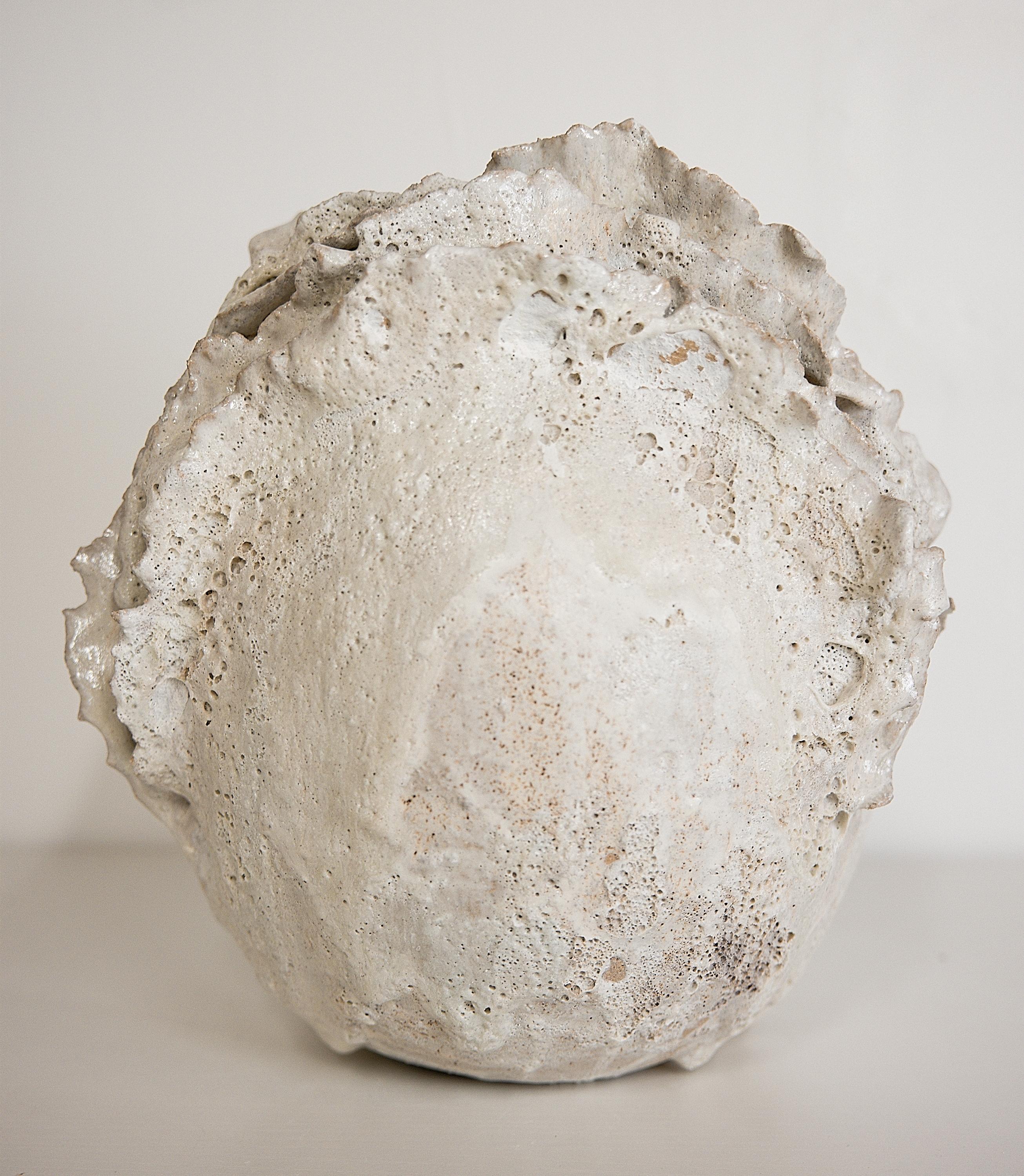 Drift  White sculpture Moon Vase Handmade 2