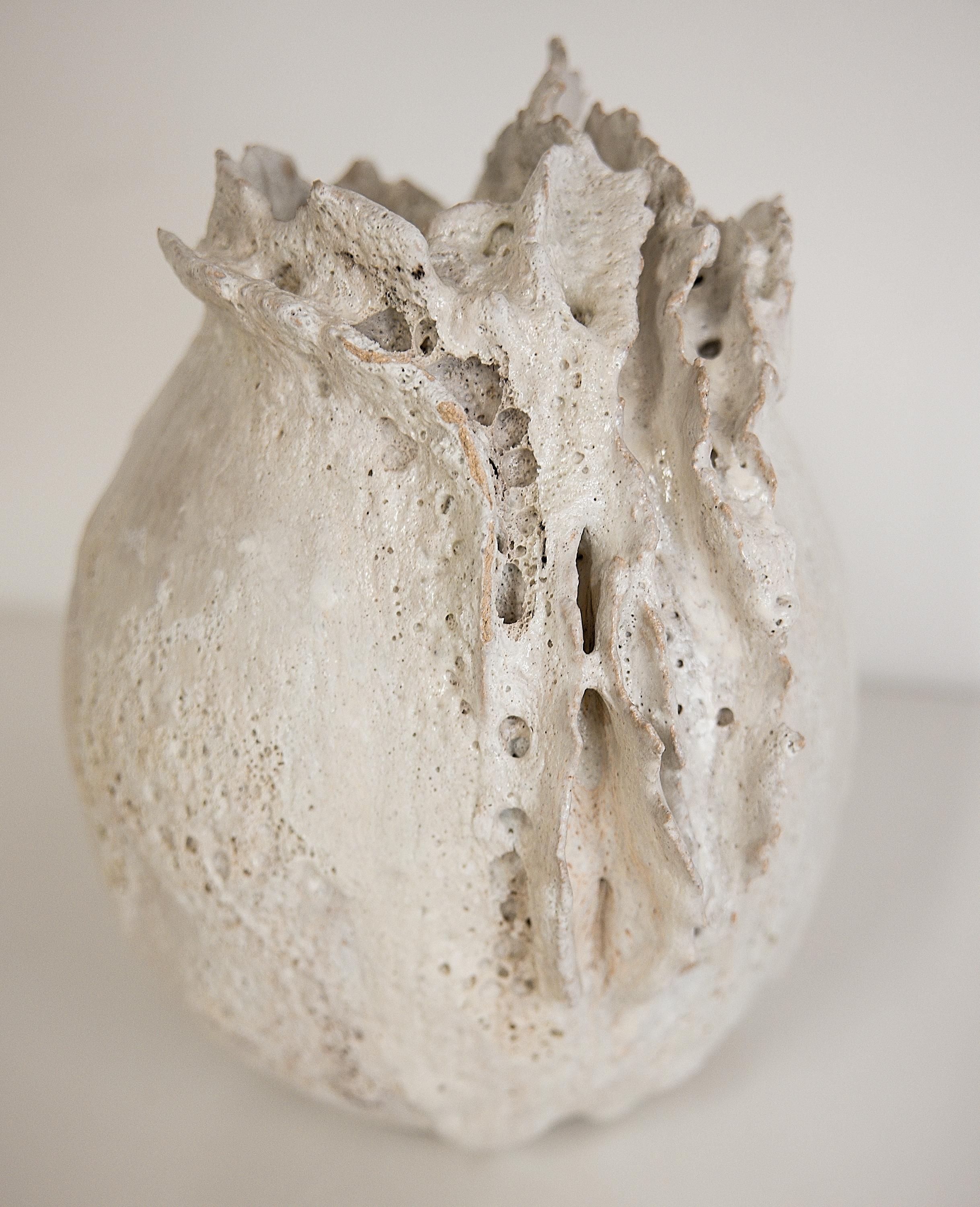 Drift  White sculpture Moon Vase Handmade 4