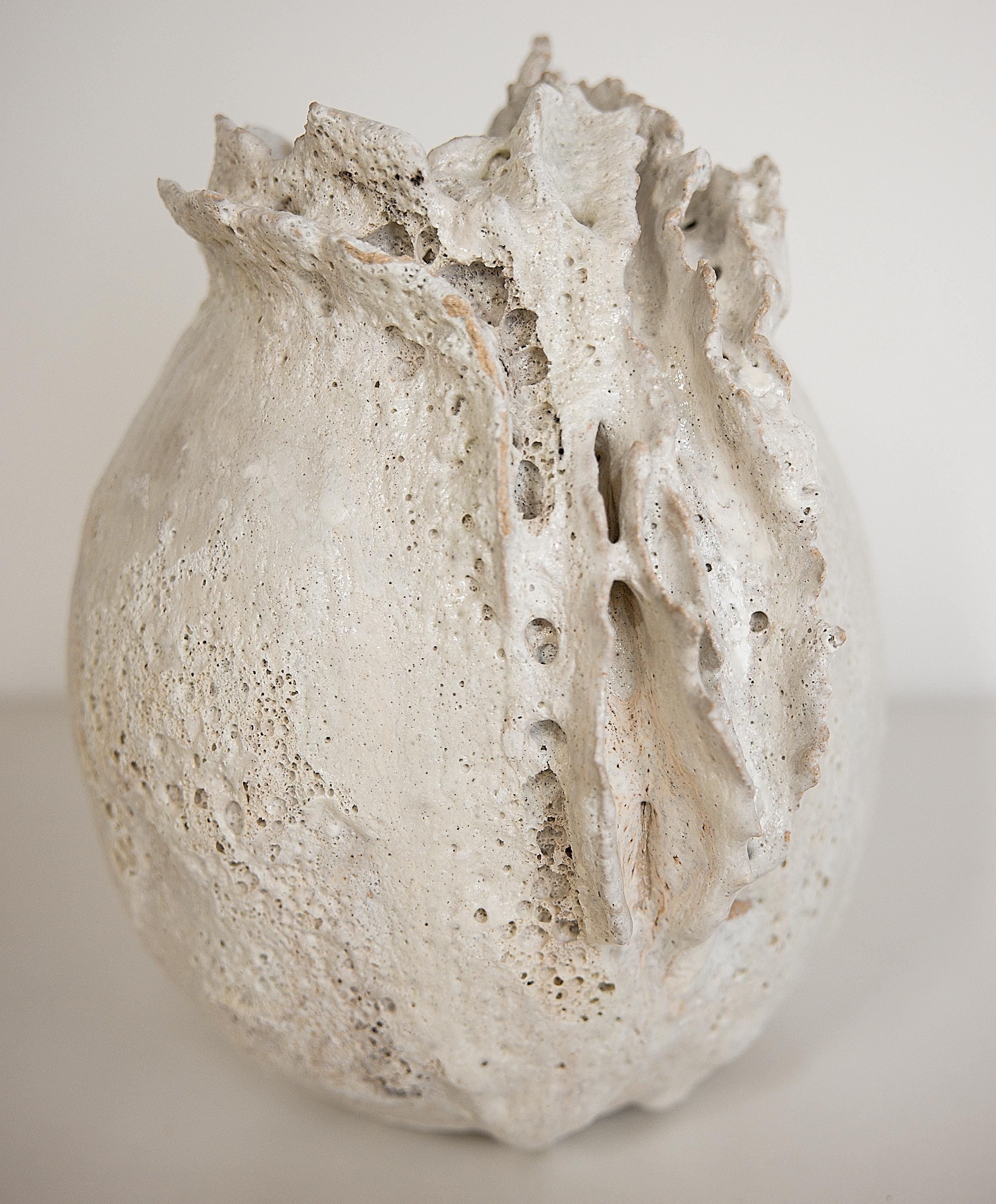 Drift  White sculpture Moon Vase Handmade 5