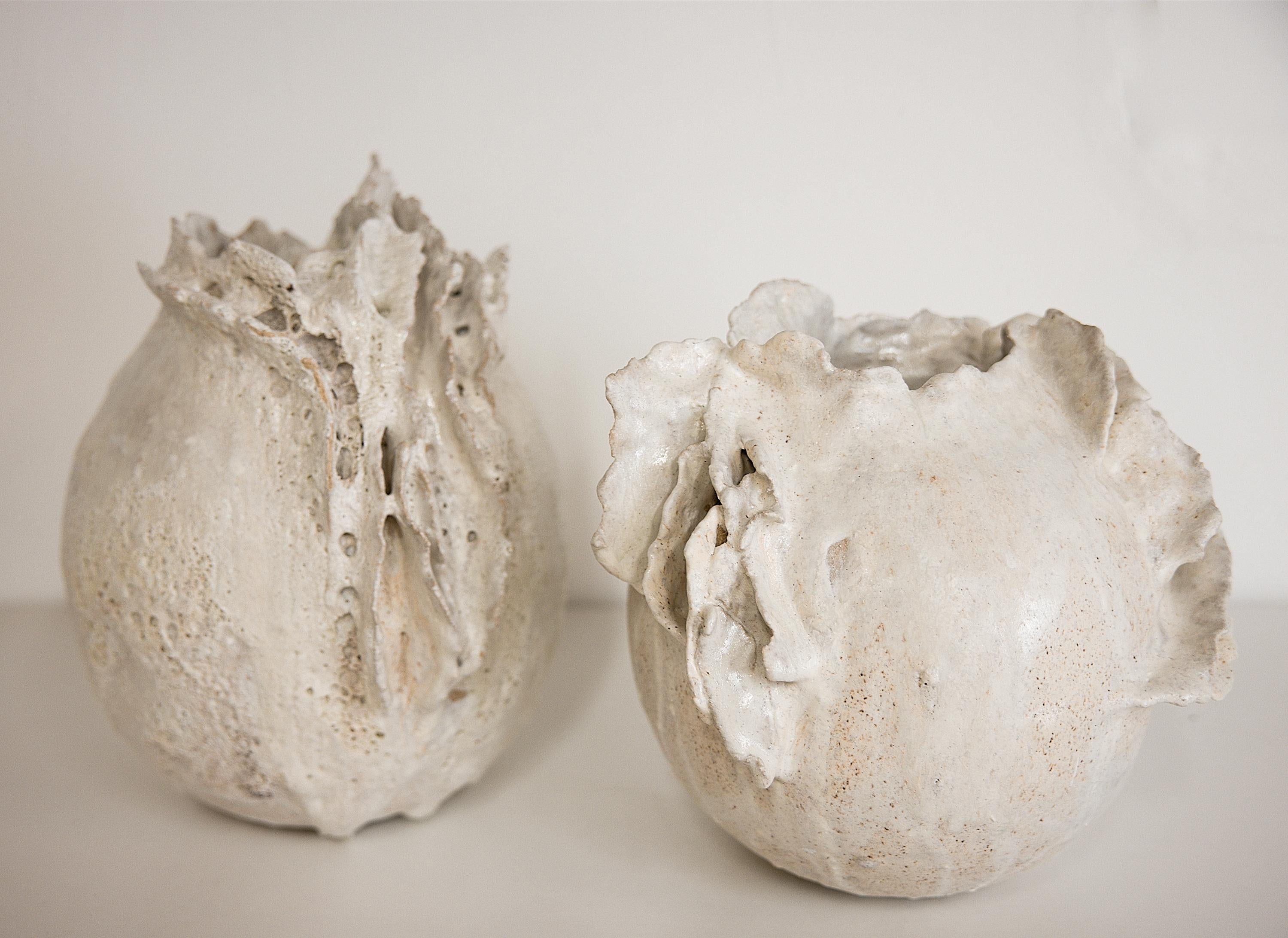 Drift  White sculpture Moon Vase Handmade 6