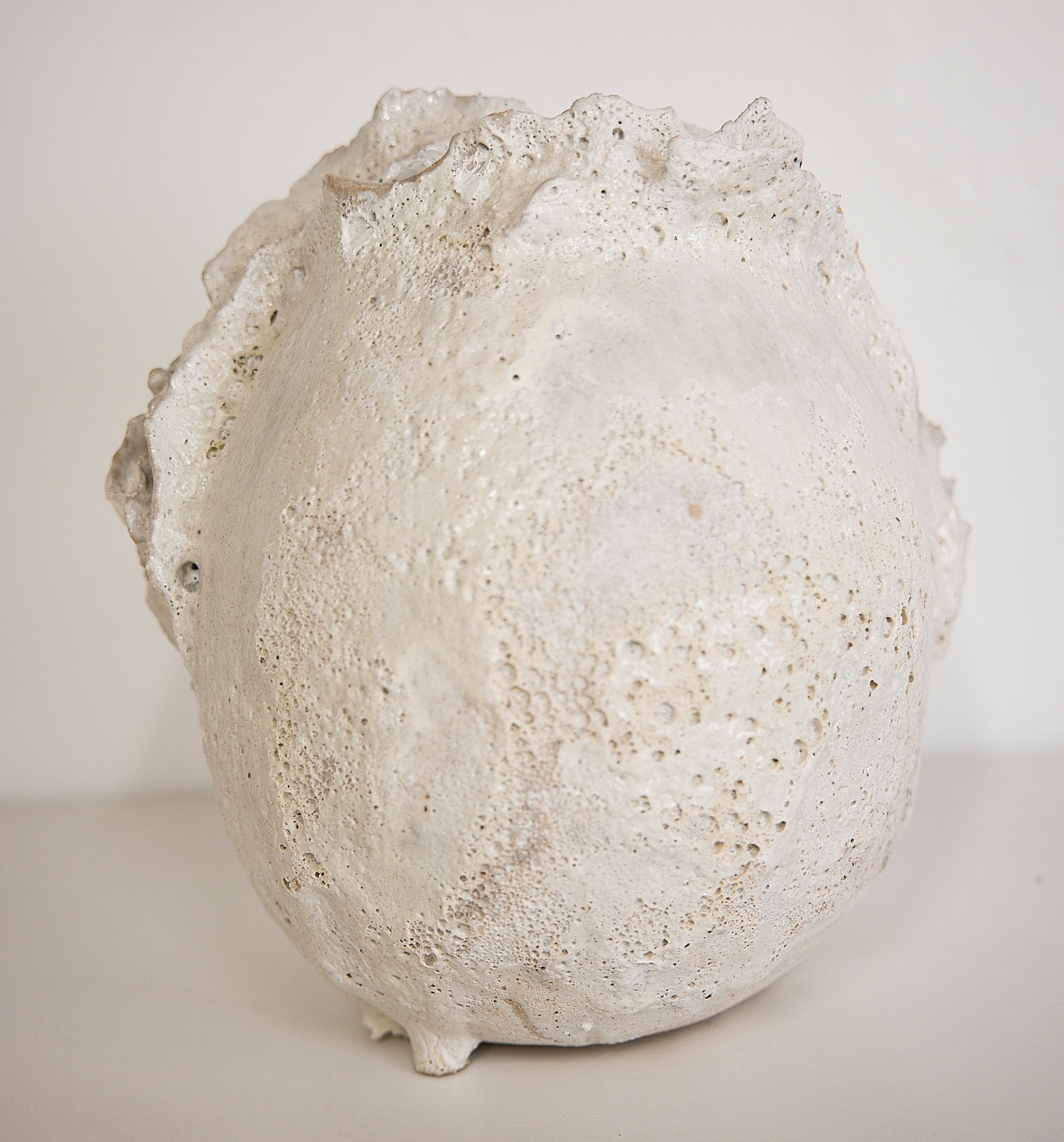 Organic Modern Drift  White sculpture Moon Vase Handmade