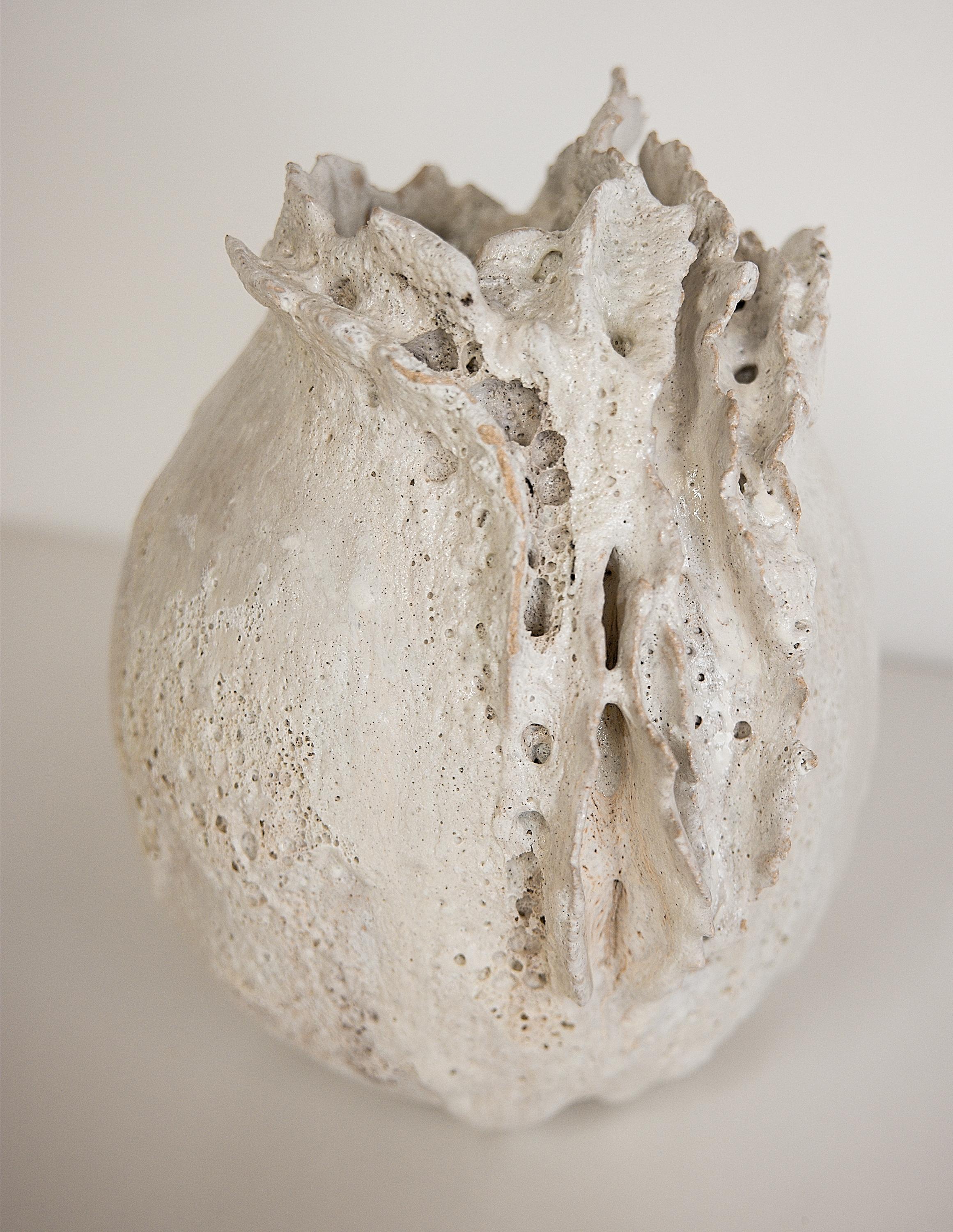 Contemporary Drift  White sculpture Moon Vase Handmade