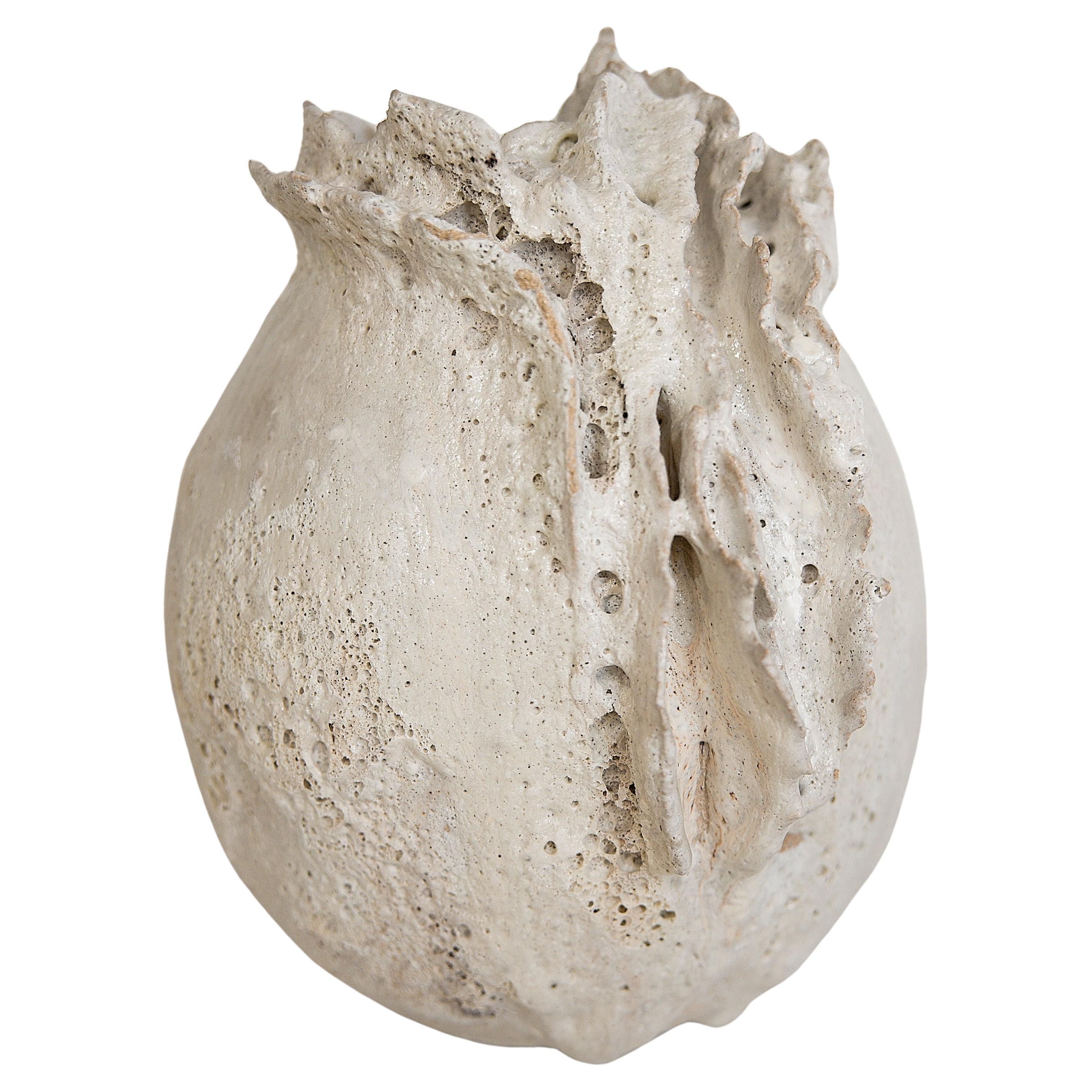 Drift  White sculpture Moon Vase Handmade
