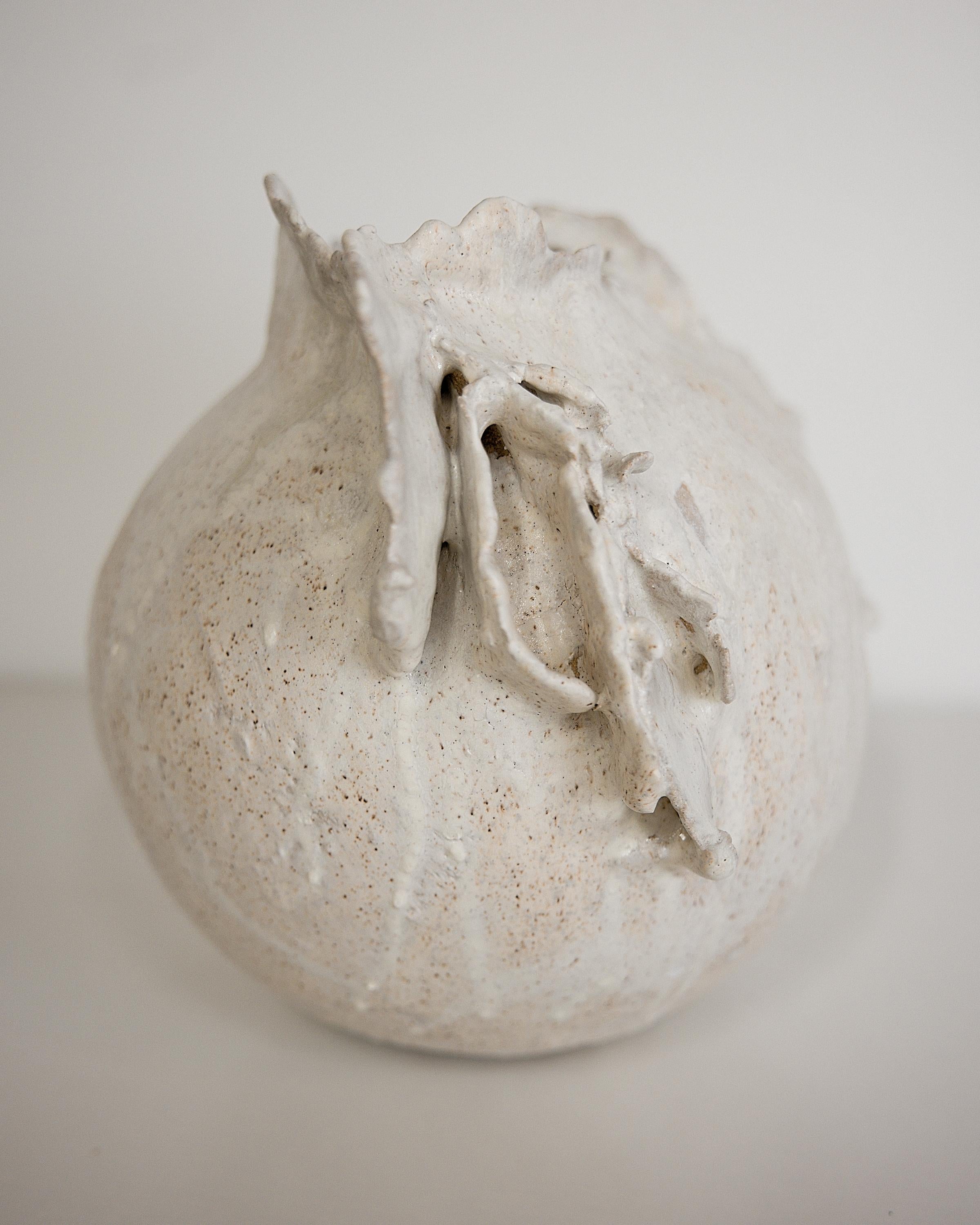Hand-Crafted Drift  White sculpture Moon Vase Handmade II