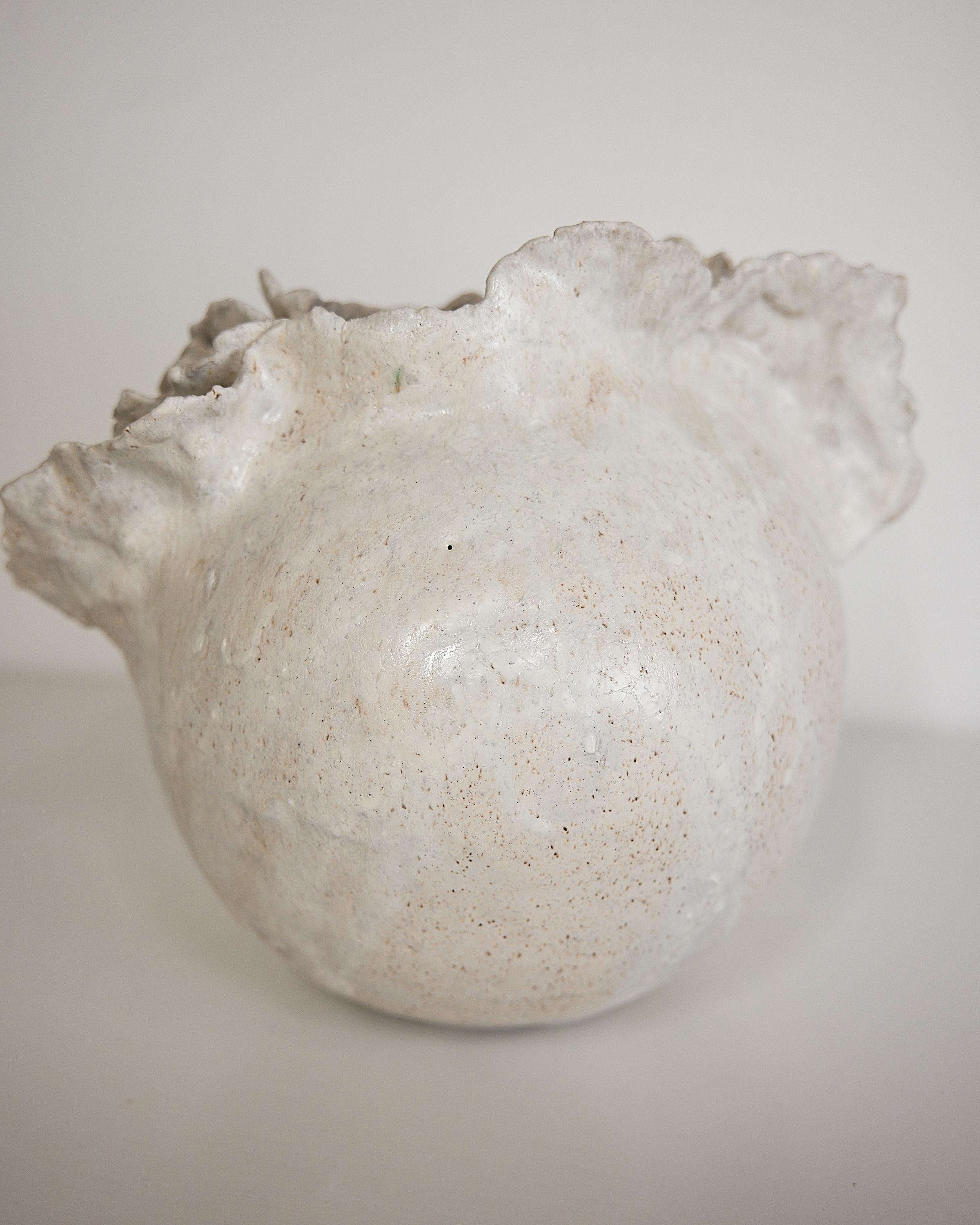 Contemporary Drift  White sculpture Moon Vase Handmade II