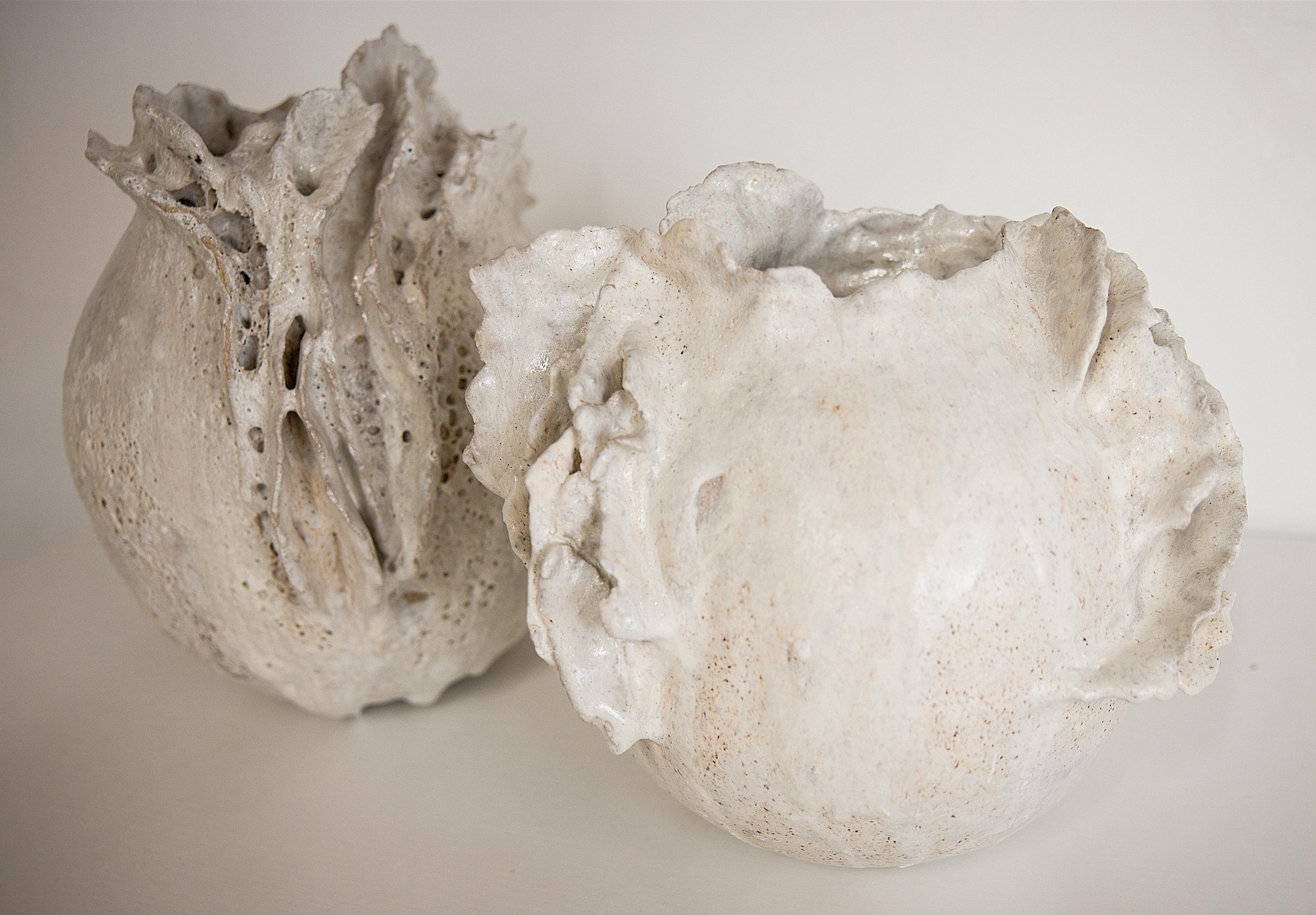 Drift  White sculpture Moon Vase Handmade II For Sale 1