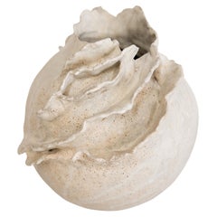 Drift  Weiße Mondvase aus weißer Skulptur, handgefertigt II