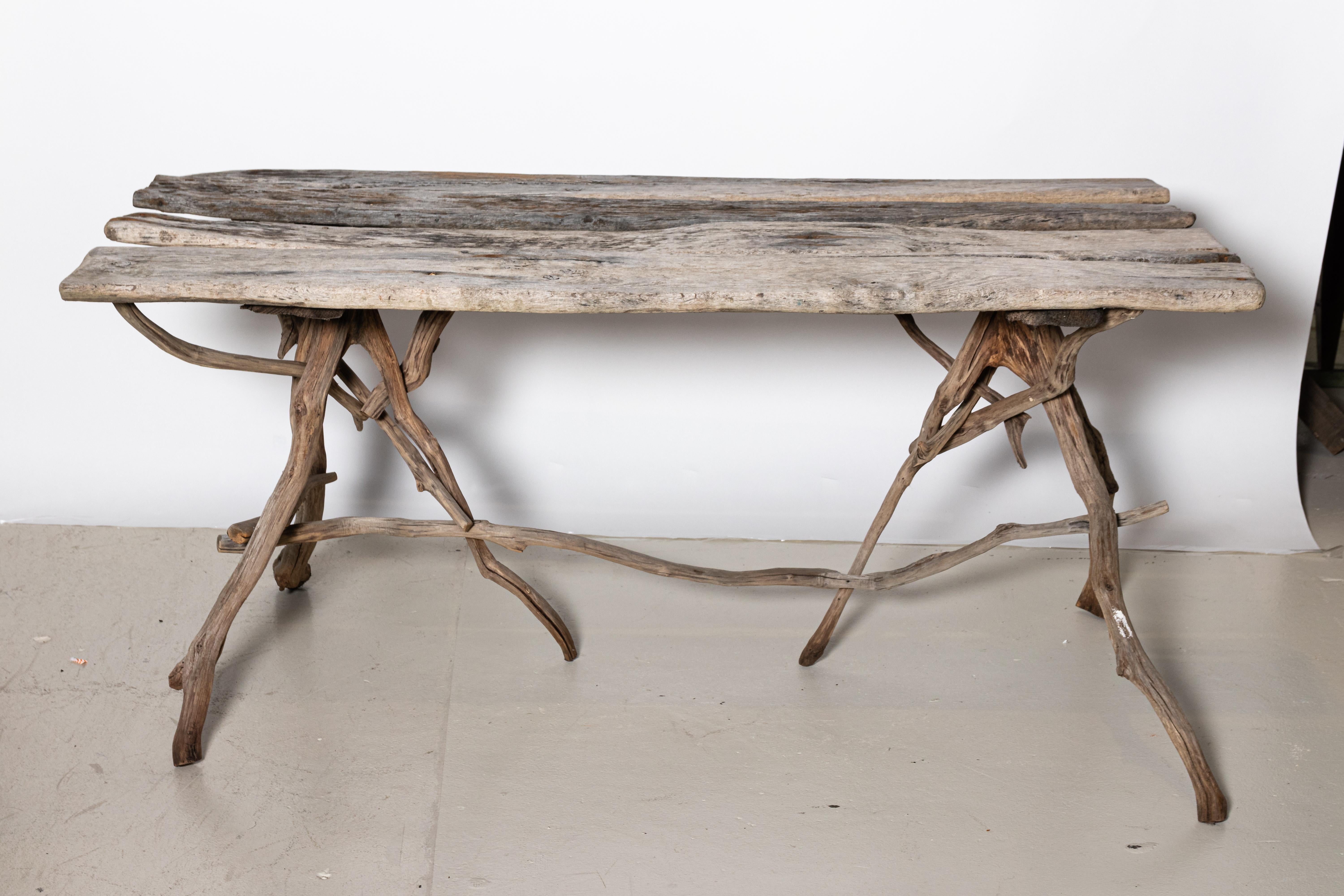 driftwood outdoor dining table