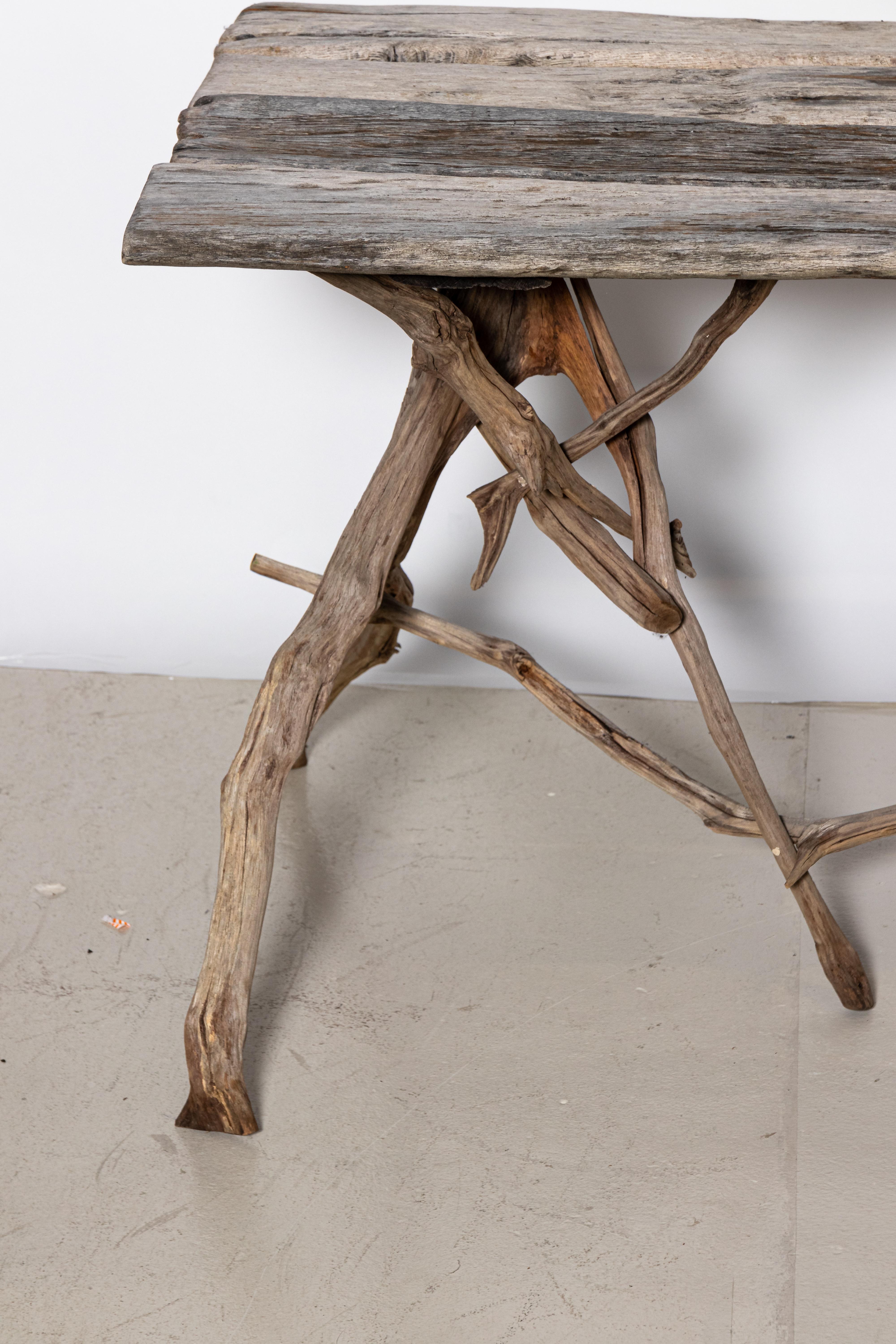 British English Country Reclaimed Driftwood Garden Table