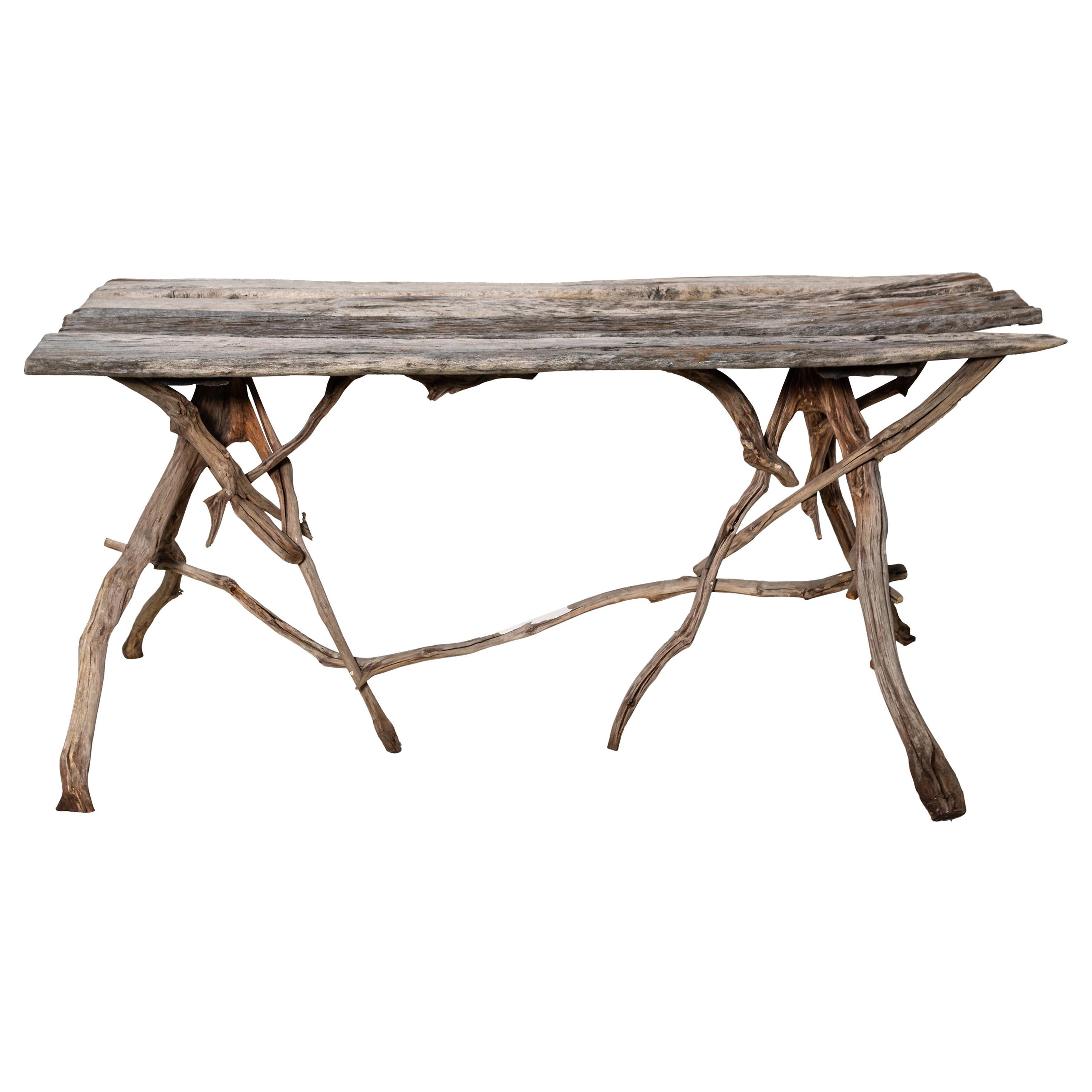 English Country Reclaimed Driftwood Garden Table