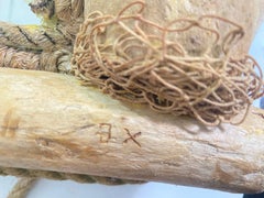 Driftwood and Rope mirror unique piece Made in France circa 1970 Grey color