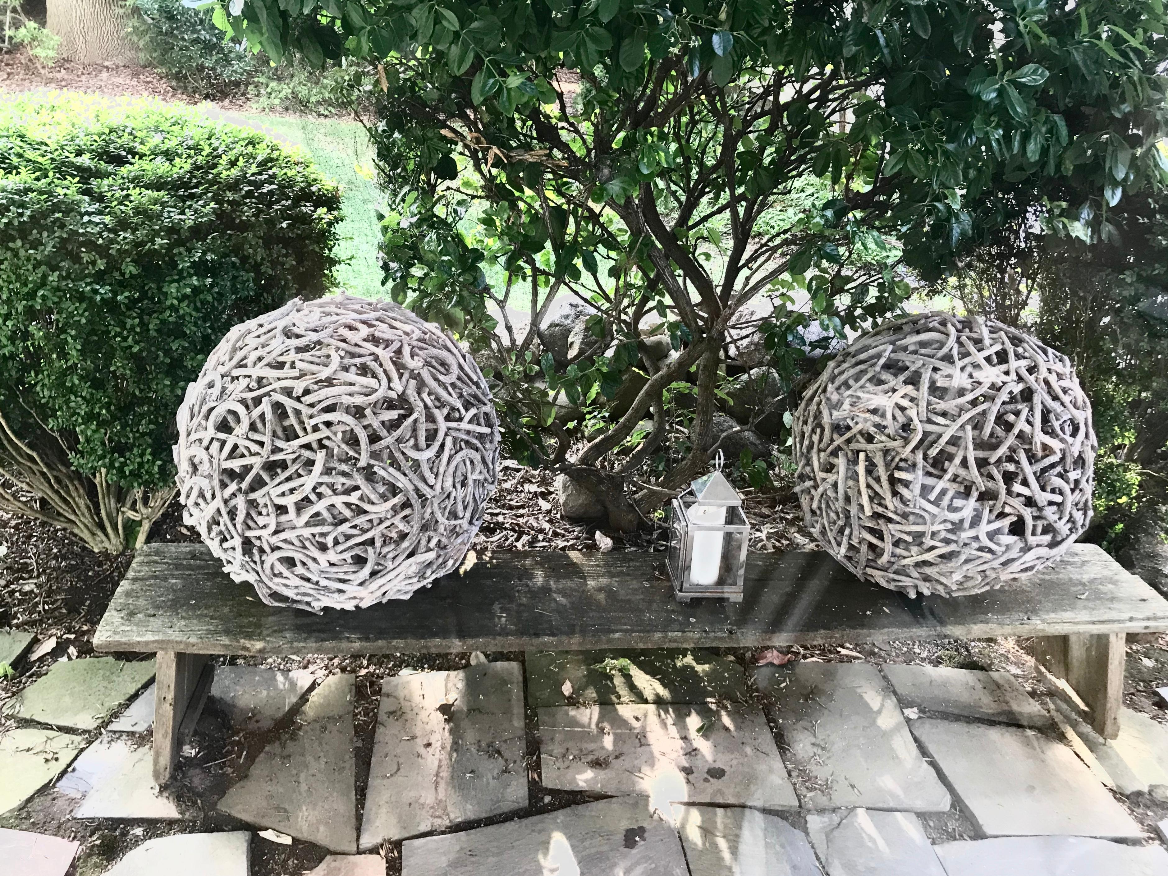 Rustic Driftwood Ball Sculpture