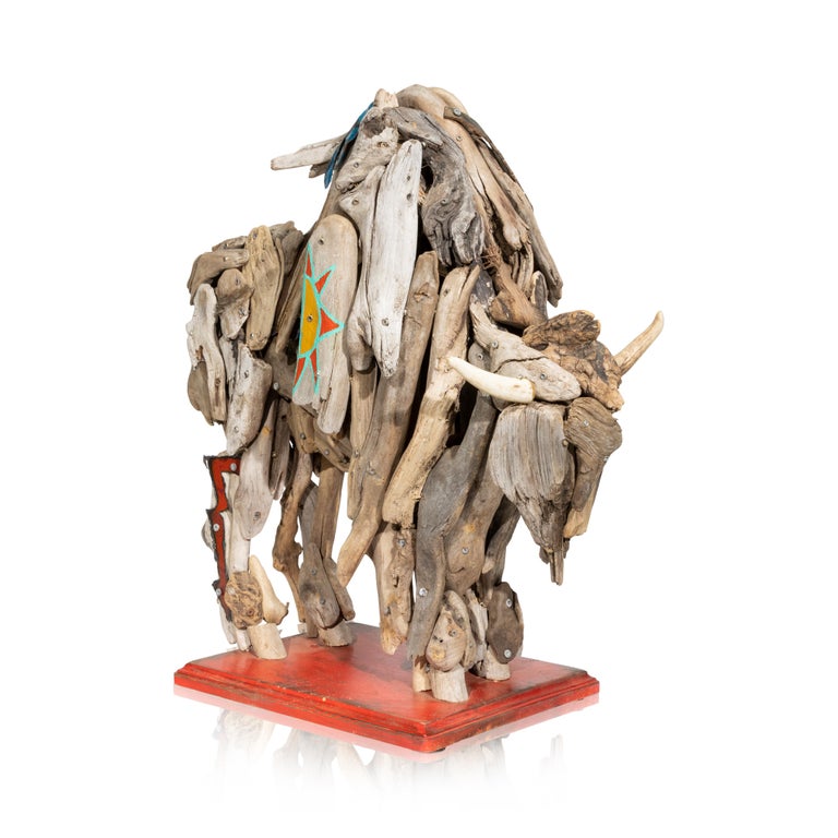 Driftwood Buffalo "Teton Warrior" Sculpture by Tina Milsavljevich For Sale  at 1stDibs | driftwood elephant, driftwood art for sale