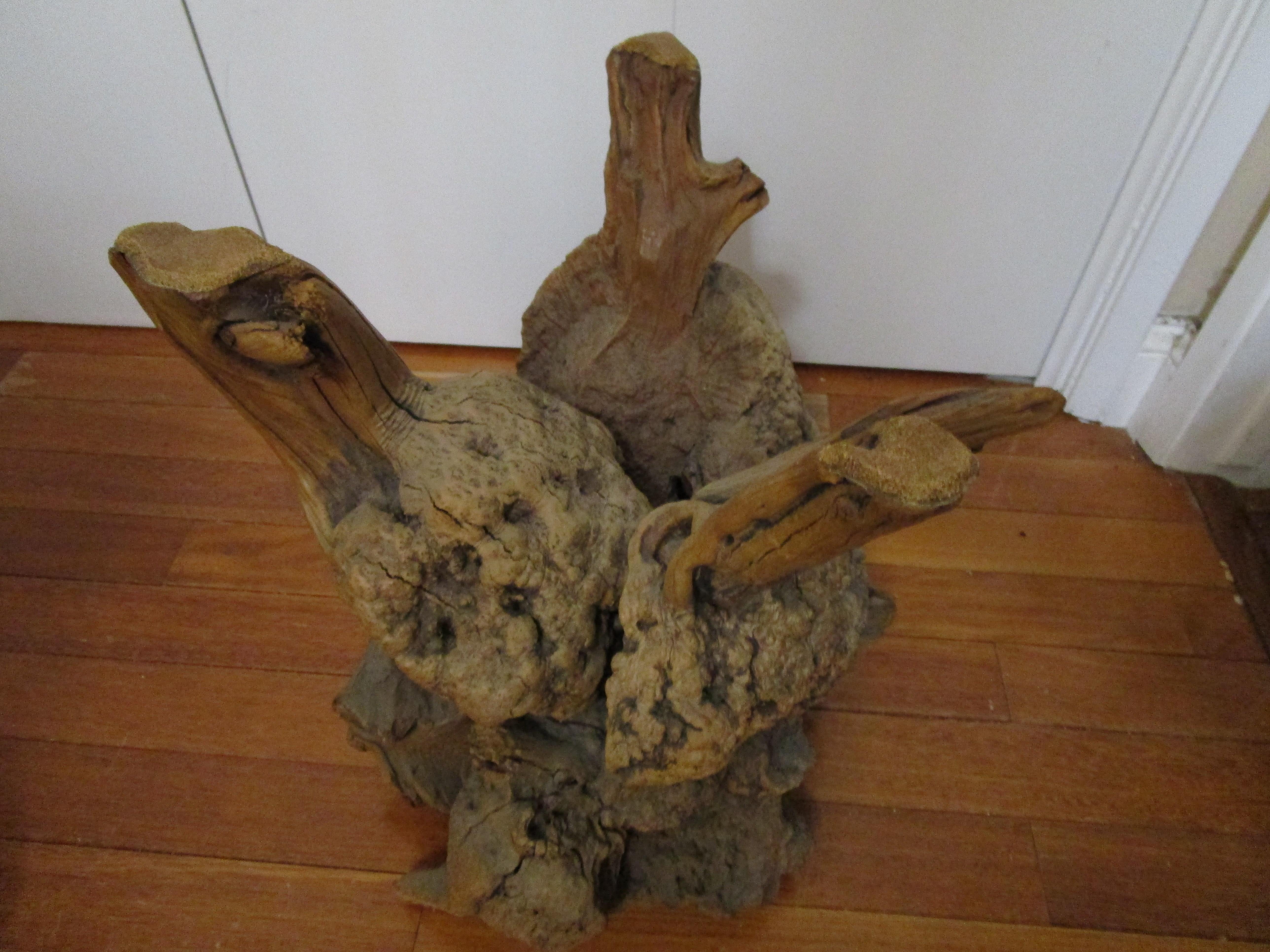 Mid-Century Modern Driftwood Burl Vintage Base for Coffee or Occasional Table For Sale