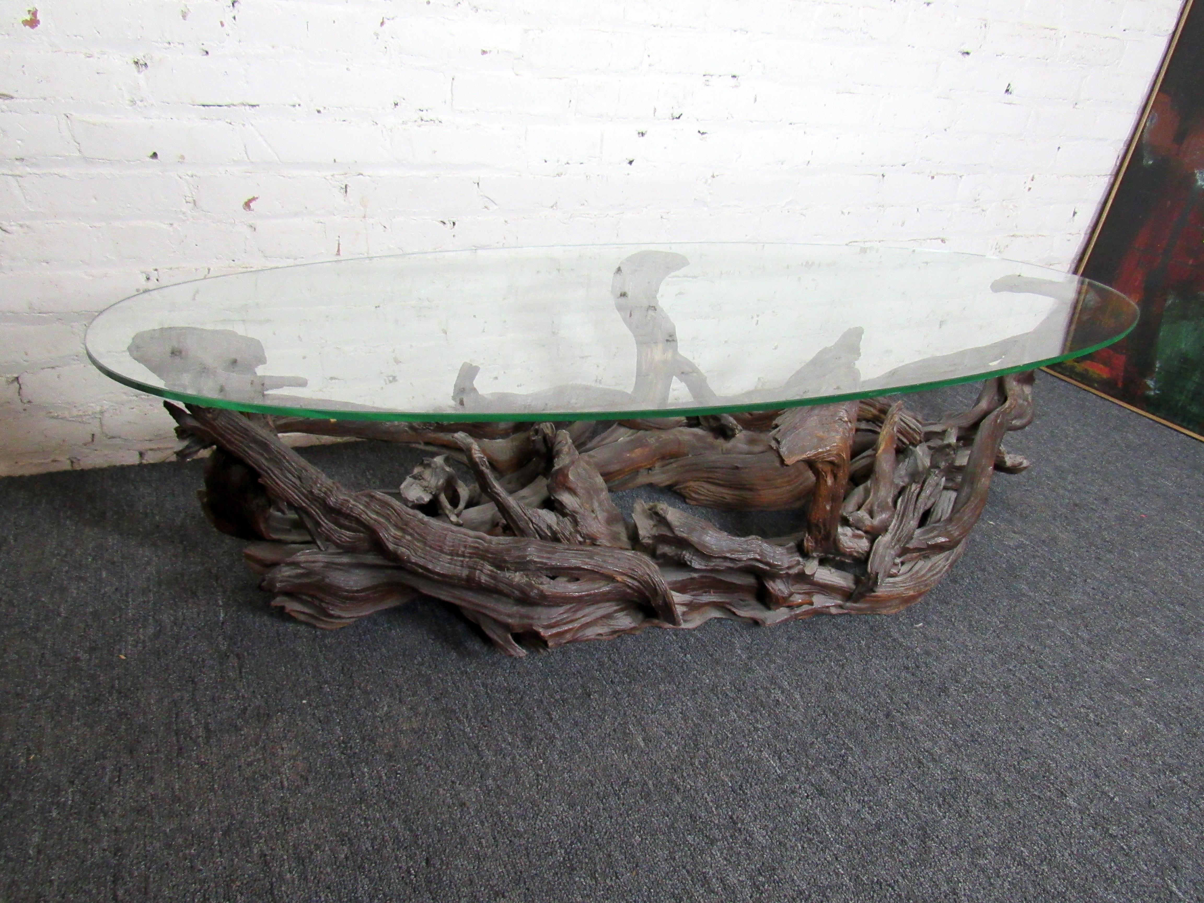 Mid-Century Modern Table basse en bois flotté en vente