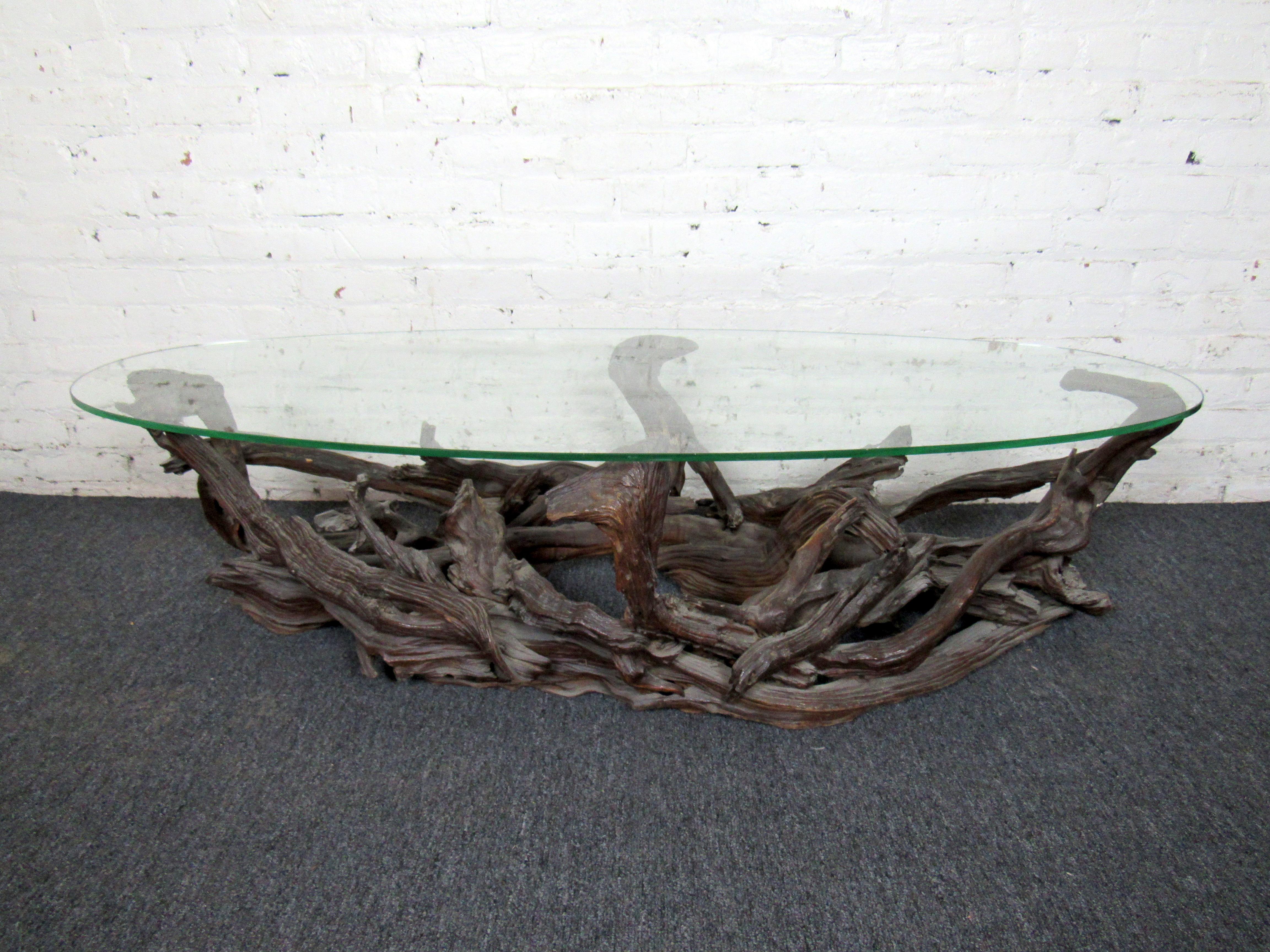 Mid-Century Modern Driftwood Coffee Table For Sale