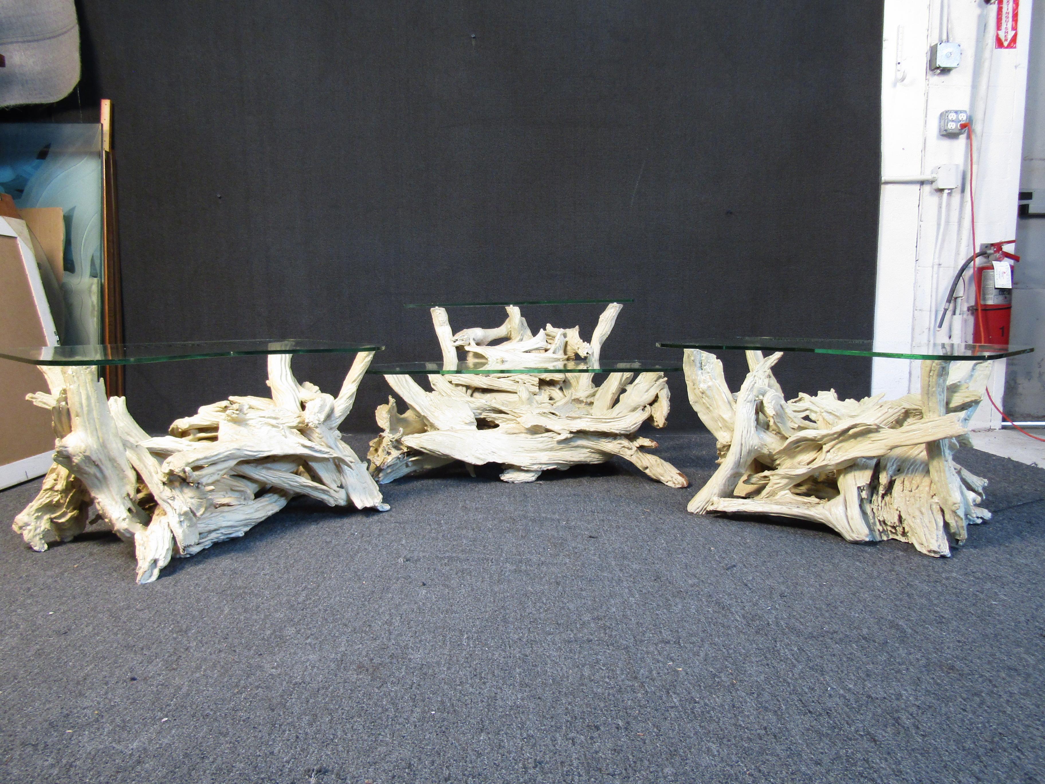 Mid-Century Modern Ensemble de tables basses et tables basses bois flotté en vente