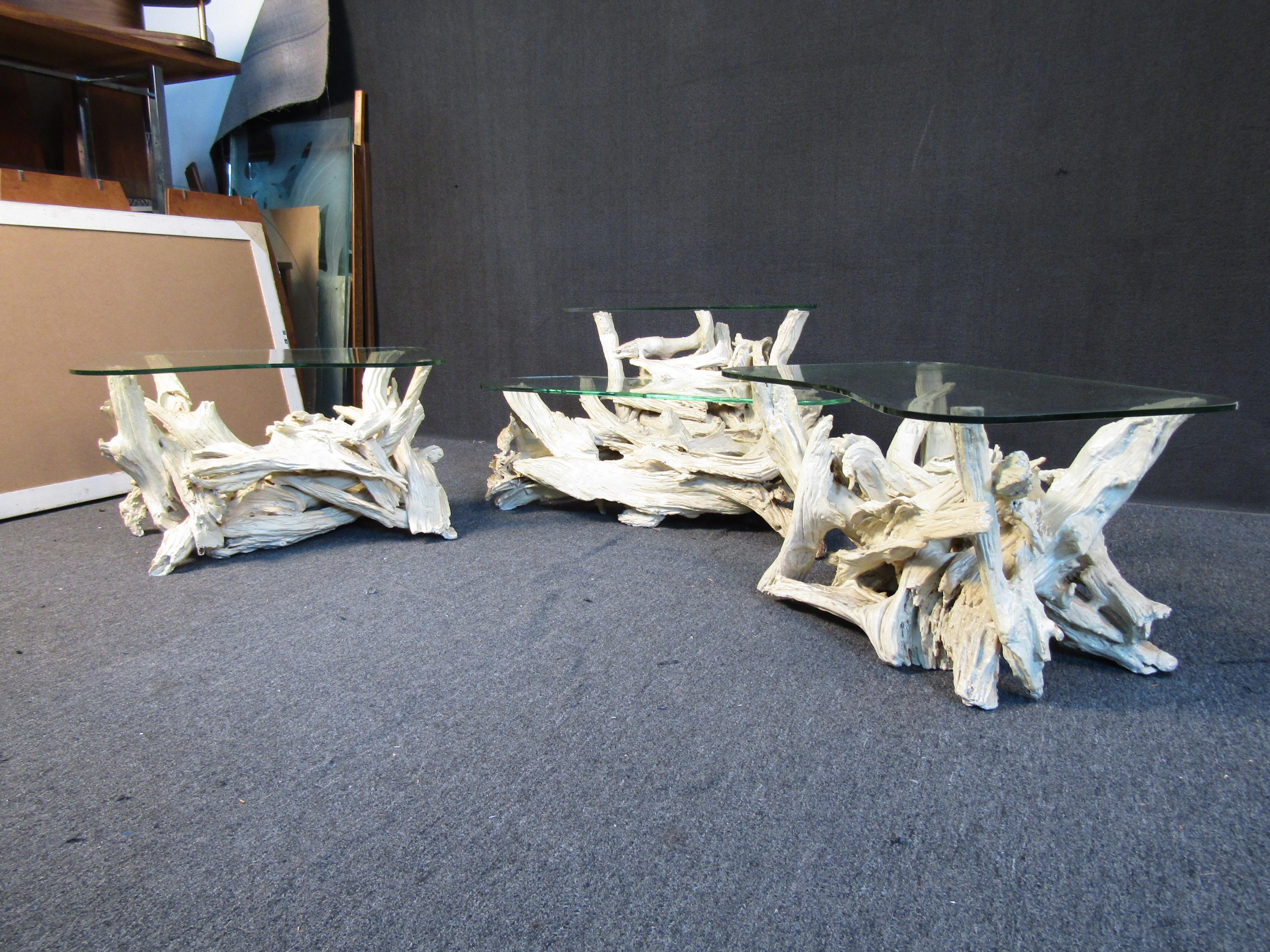 Bois flotté Ensemble de tables basses et tables basses bois flotté en vente
