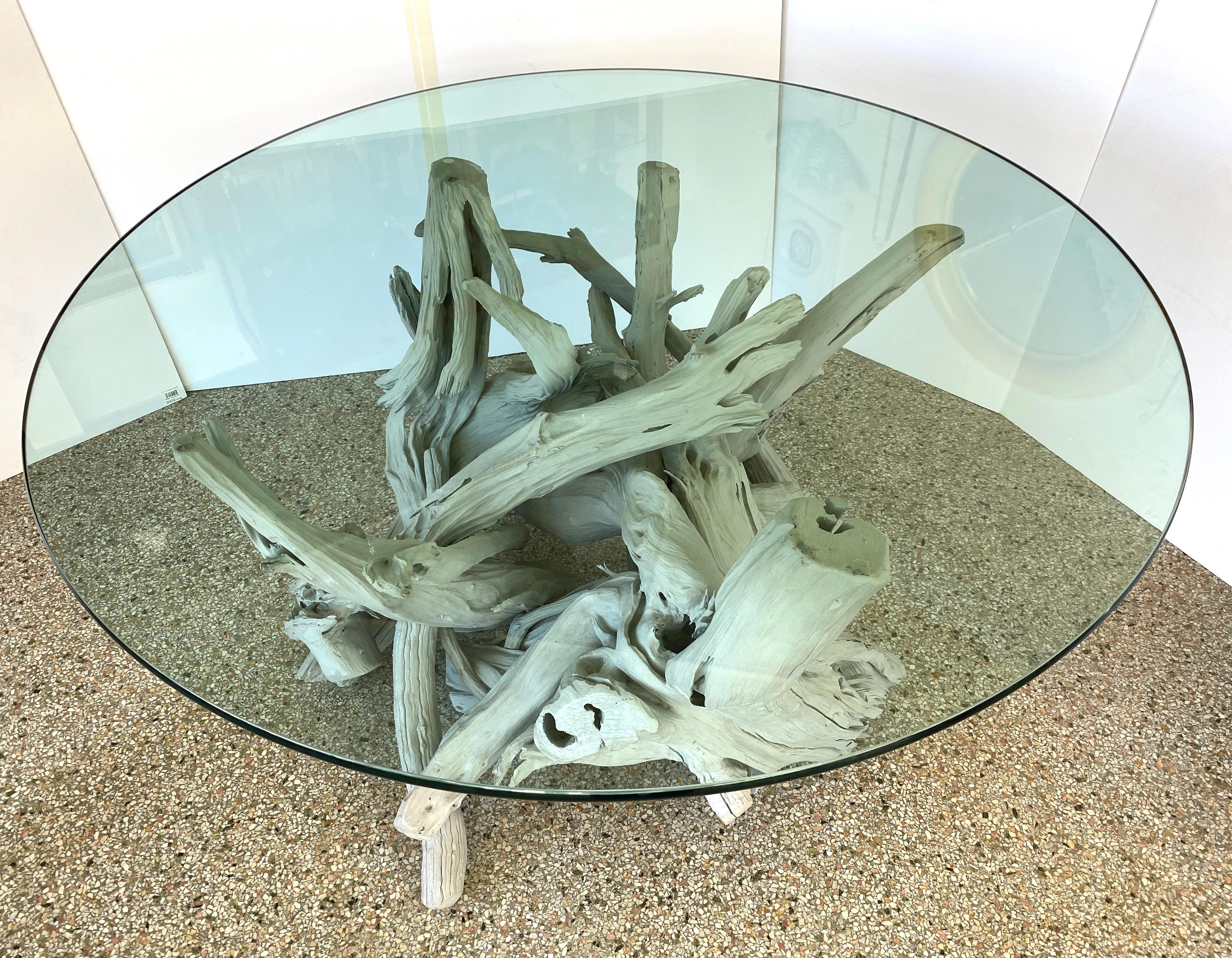 round driftwood dining table