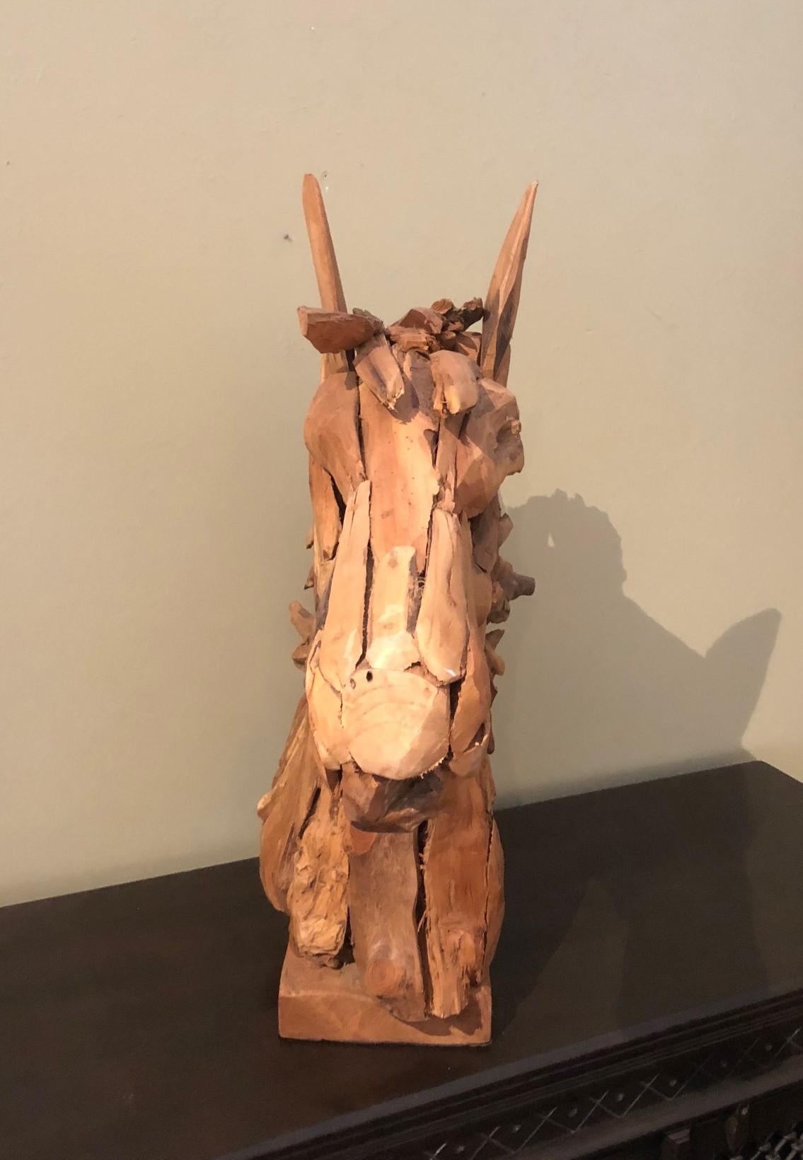 Folk Art Driftwood Horse Head Sculpture