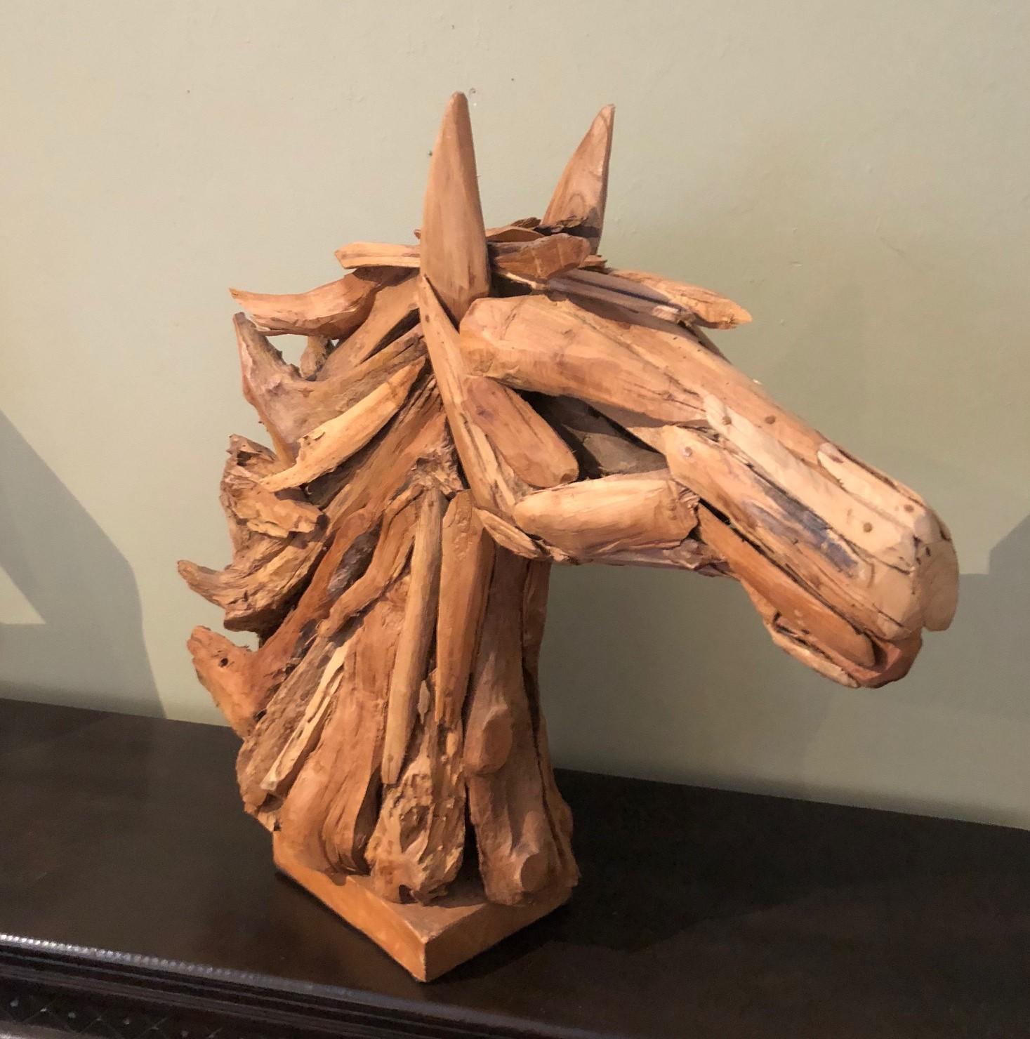 American Driftwood Horse Head Sculpture