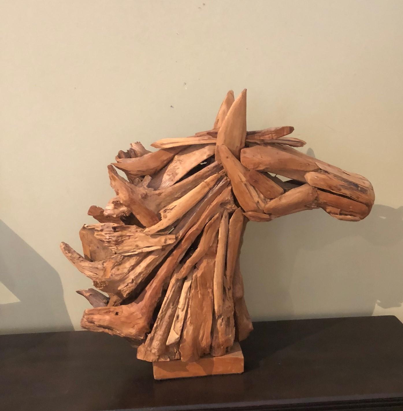 Driftwood Horse Head Sculpture In Good Condition In San Diego, CA