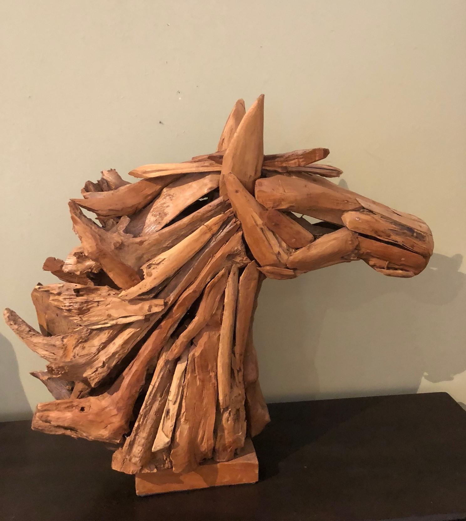 20th Century Driftwood Horse Head Sculpture