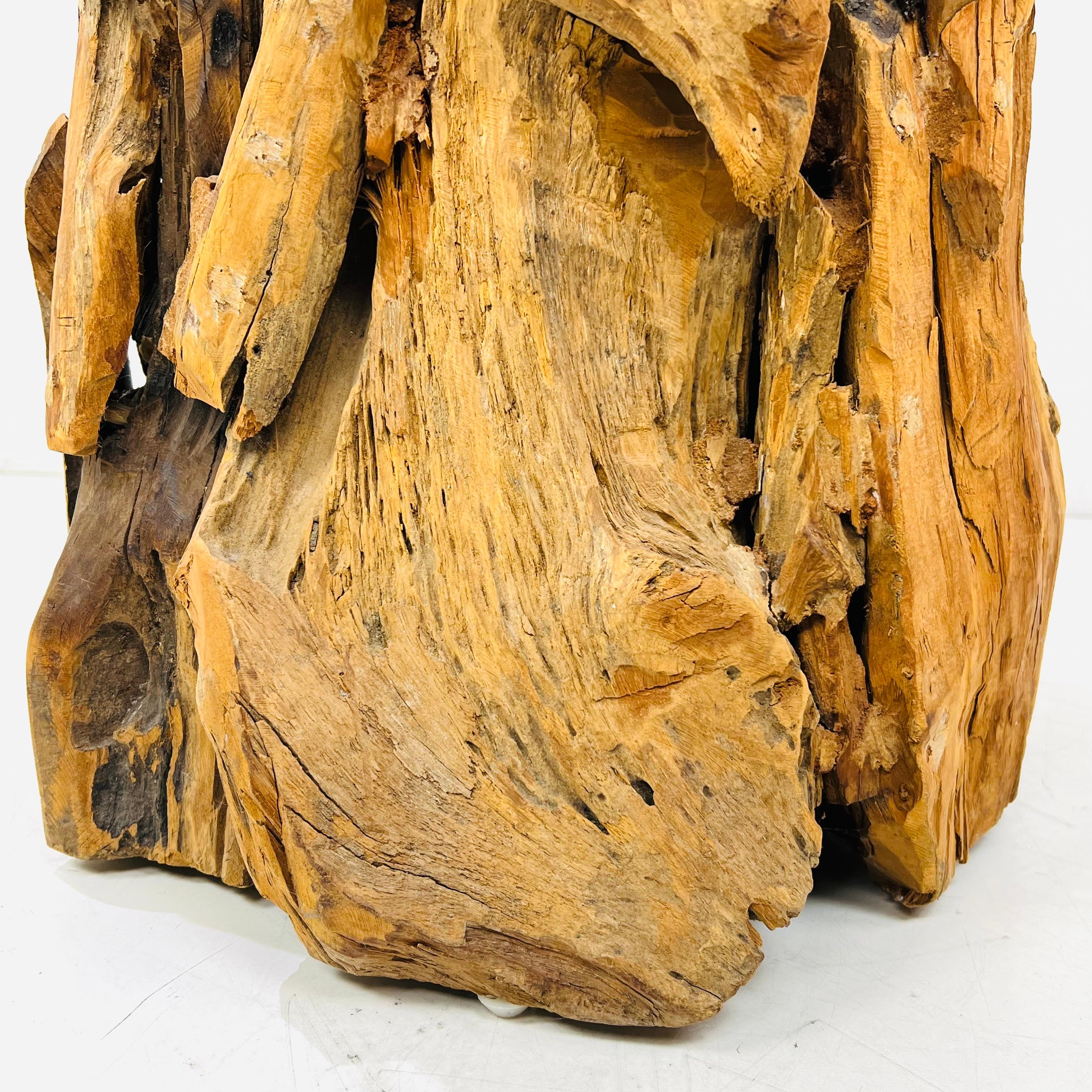 Guéridon en bois flotté avec plateau en verre en vente 10