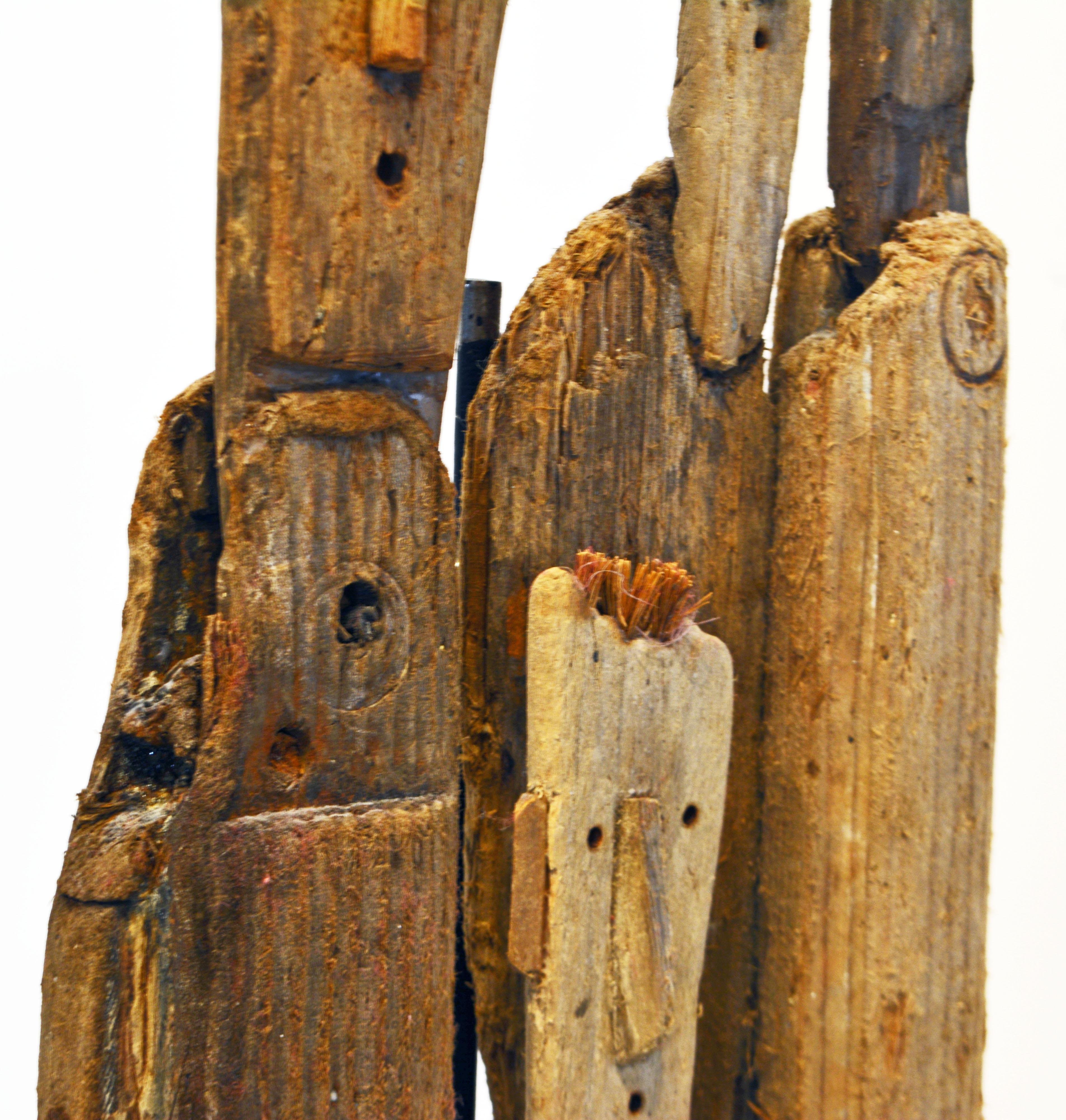 Contemporary Driftwood Sculpture of Four Expressive Figures by Marc Bourlier, French B. 1947 For Sale
