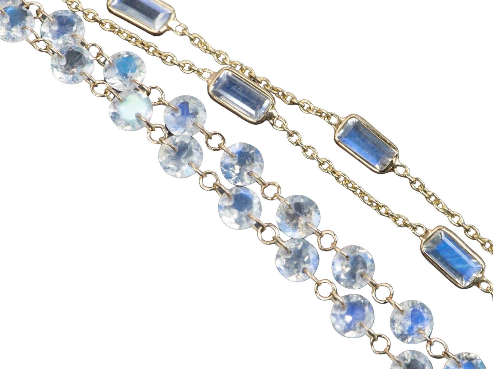 Drilled Rainbow Moonstone Dainty Necklace 14k Gold R4153 For Sale 1