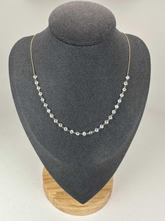 Drilled Rainbow Moonstone Dainty Necklace 14k Gold R4153