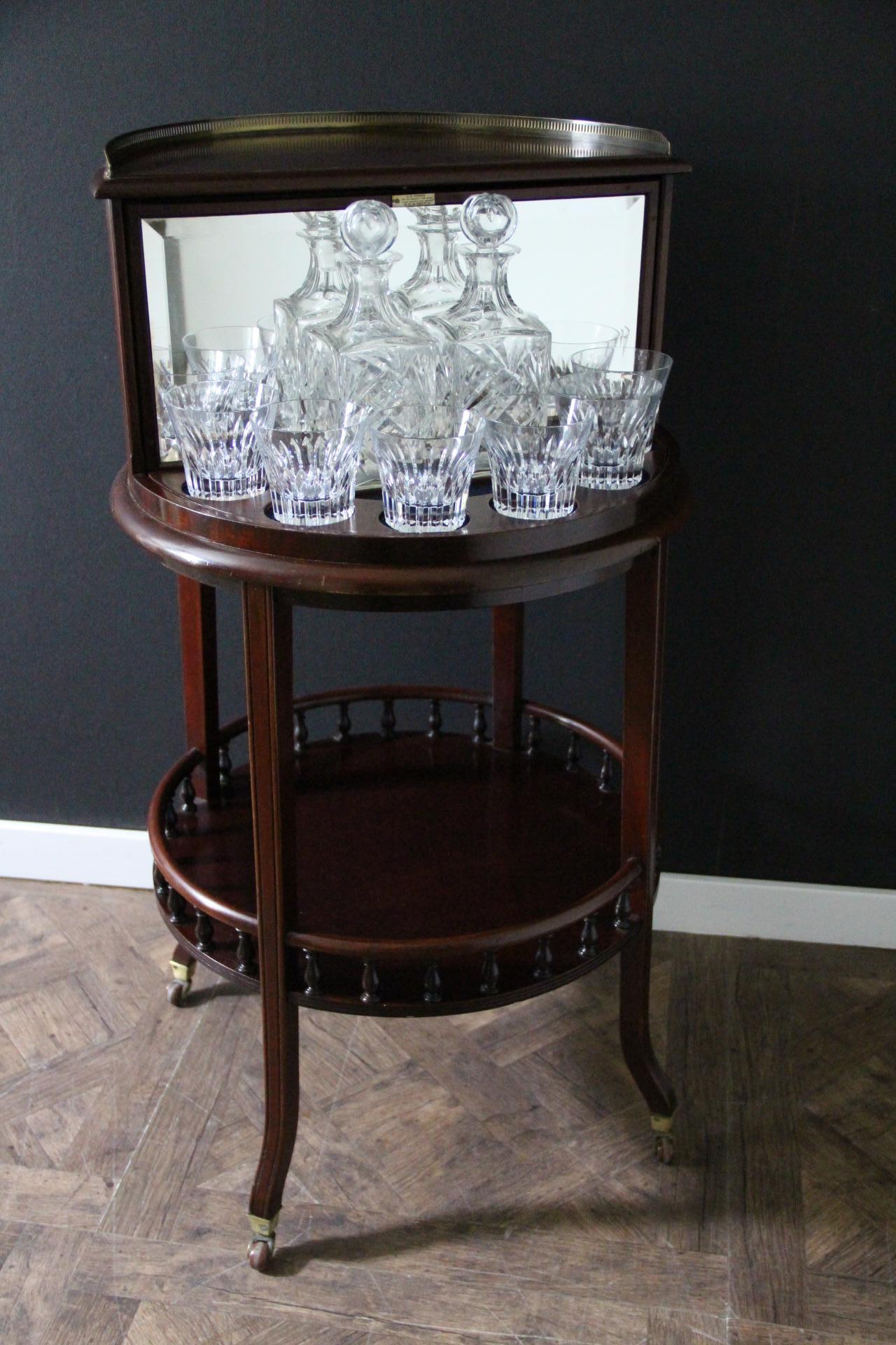British Drink Cabinet, Cocktail Bar, Dry Bar, Folding Bar, Bar Cart, Baccarat Crystal For Sale