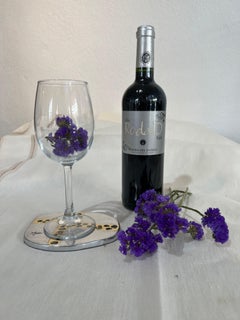 Planche à boissons, sous-verre, laiton moulé massif et aluminium C048 Posavaso Huella