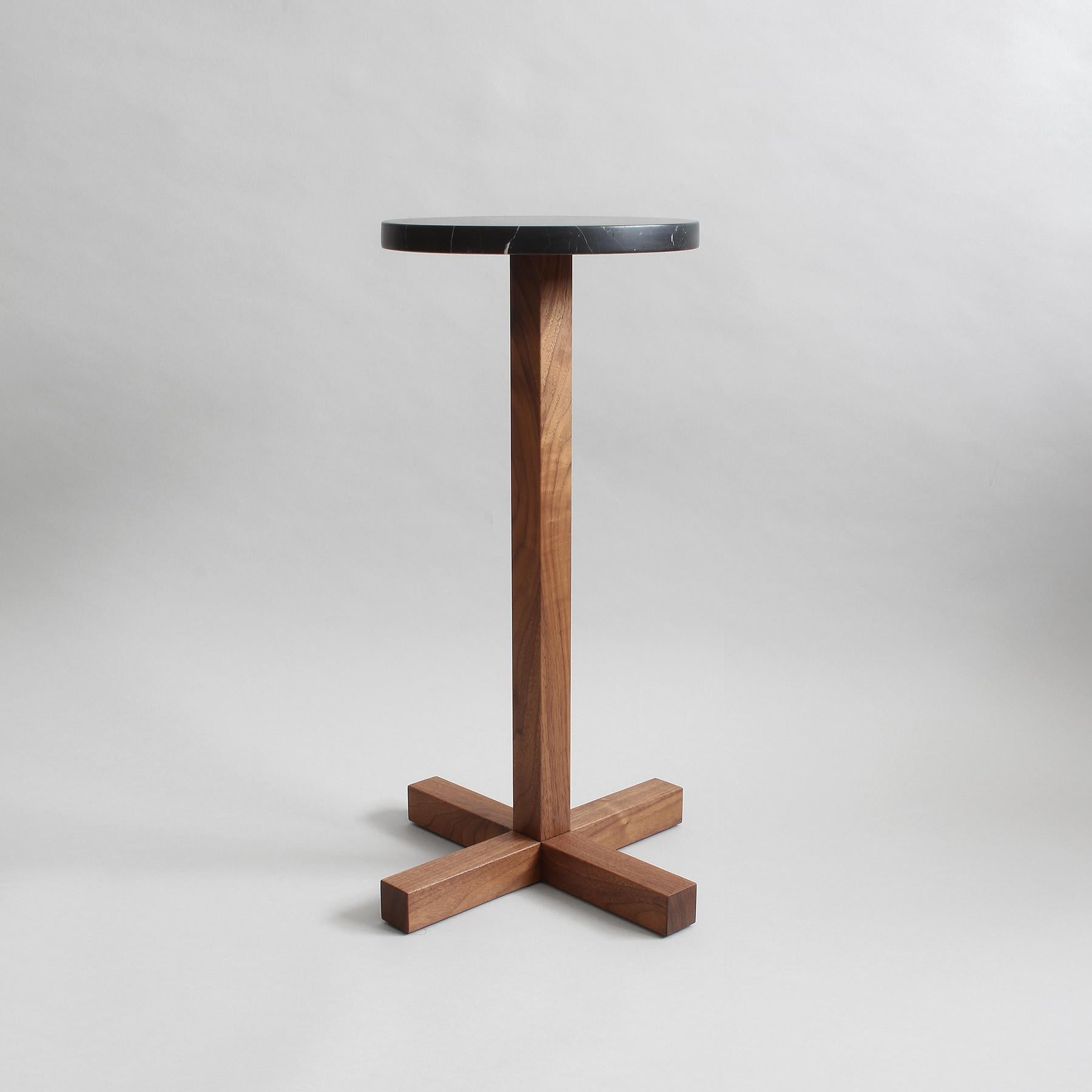Modern Drink Table in Black Marble and Walnut by Elliott Marks For Sale