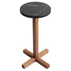 Drink Table in Black Marble and Walnut by Elliott Marks