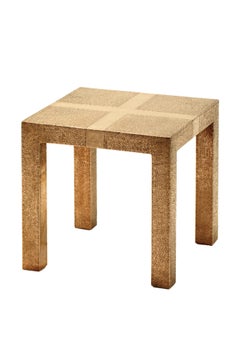 Square Drink Table Metal Clad Over MDF Handcrafted in India by Alison Spear