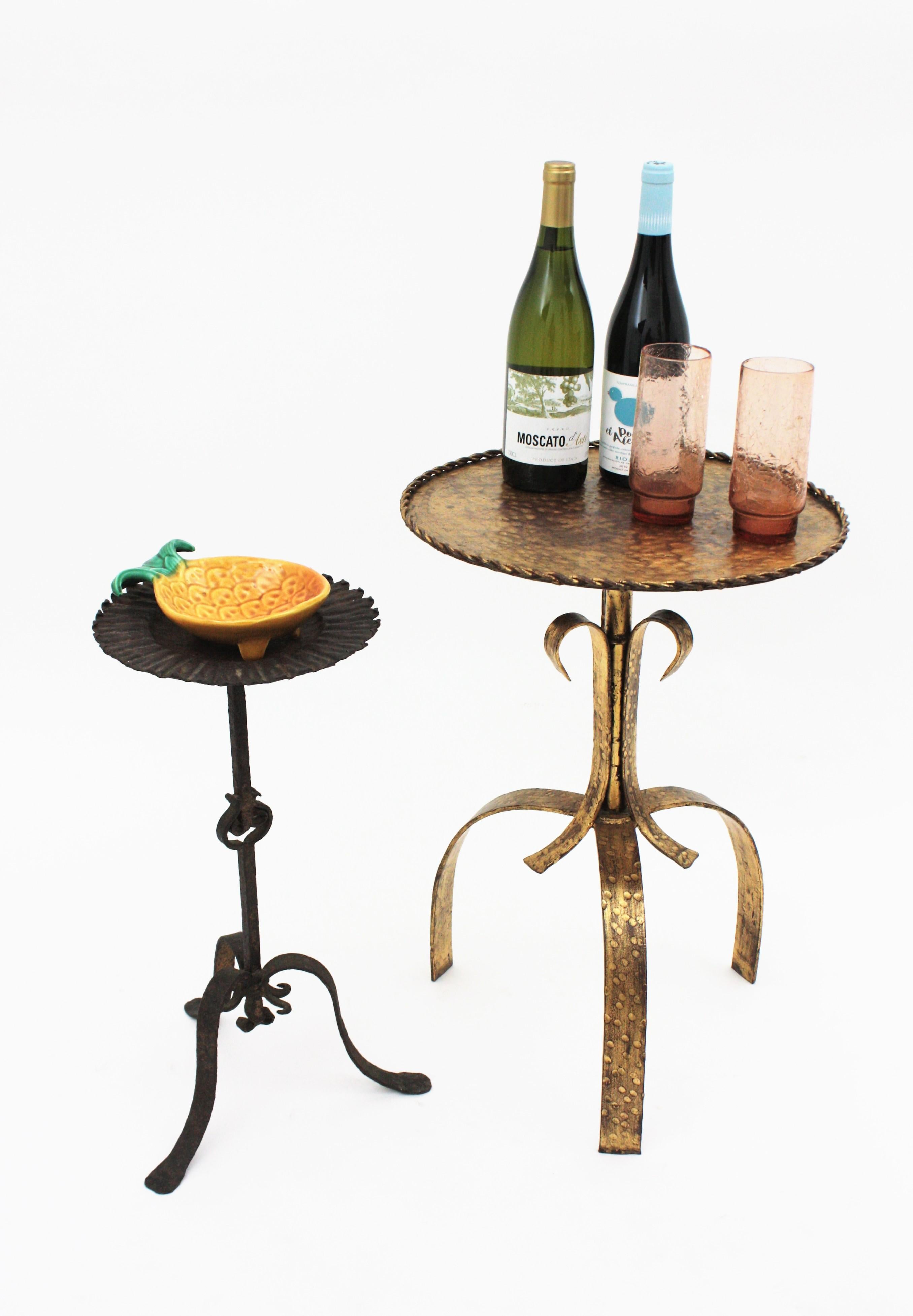 20th Century Drink Table / Side Table / Gueridon, Gilt Iron 