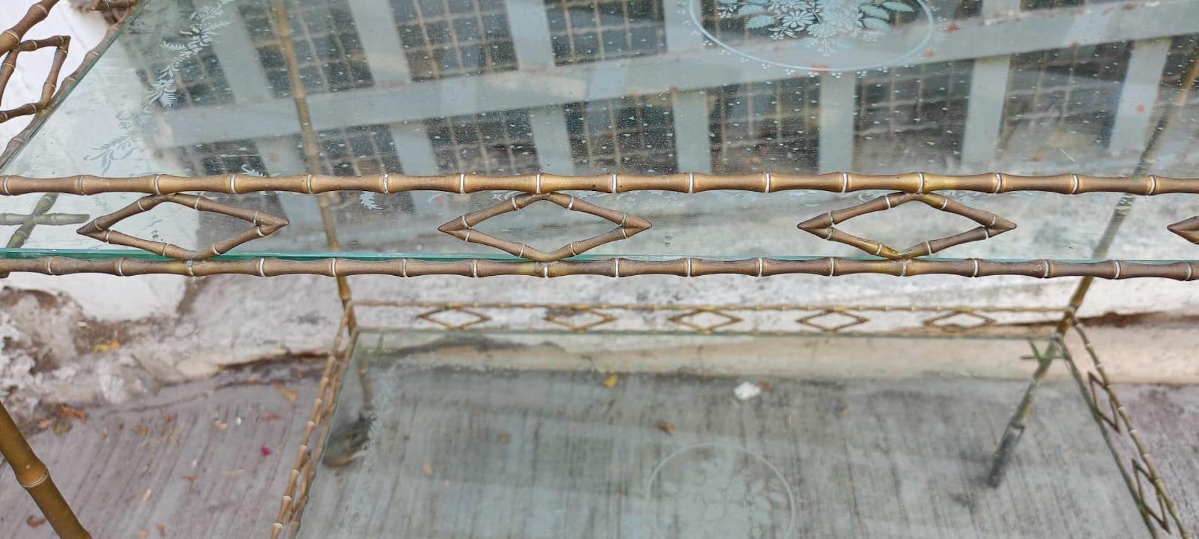 Plaqué Chariot français des années 1950 en laiton de la Maison Bagues en vente