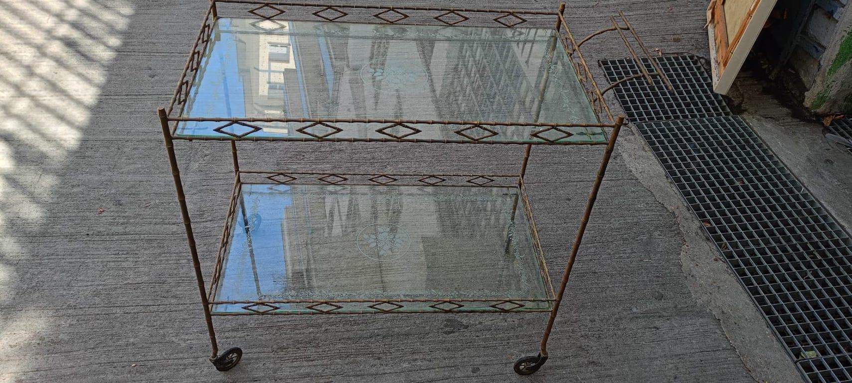Laiton Chariot français des années 1950 en laiton de la Maison Bagues en vente