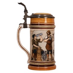 Antique "Drinkers" Mettlach Stein