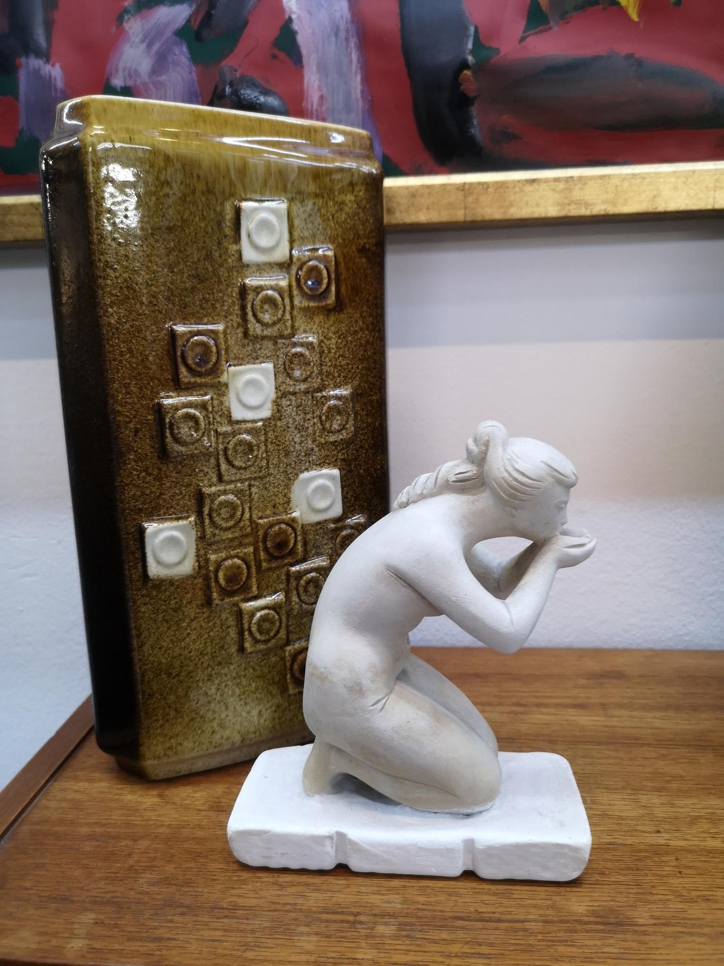 Drinking Girl Sculpture of Limestone, by Bela Kucs, 1960 3