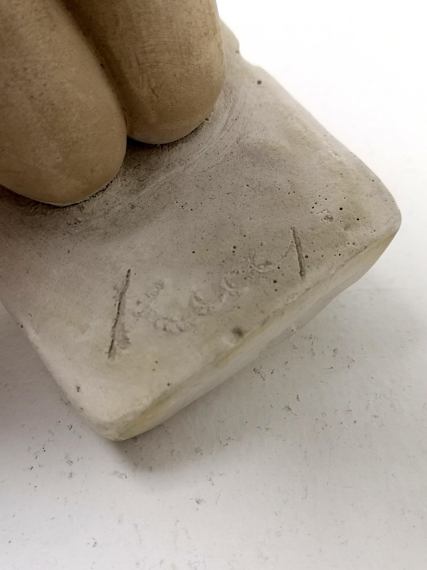 Mid-20th Century Drinking Girl Sculpture of Limestone, by Bela Kucs, 1960