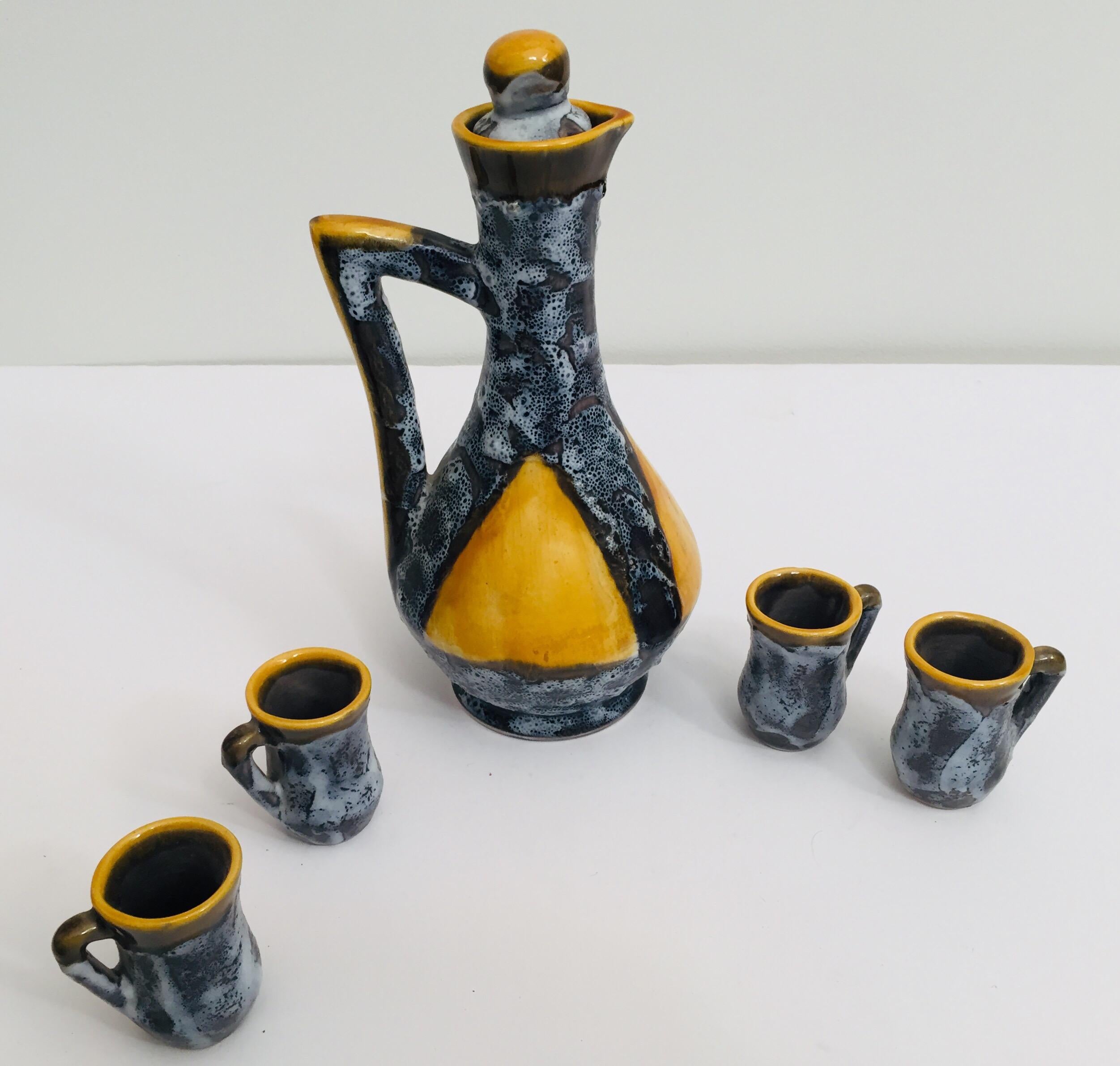 Drinking Set 1950s French Pottery by Luc Vallauris 4