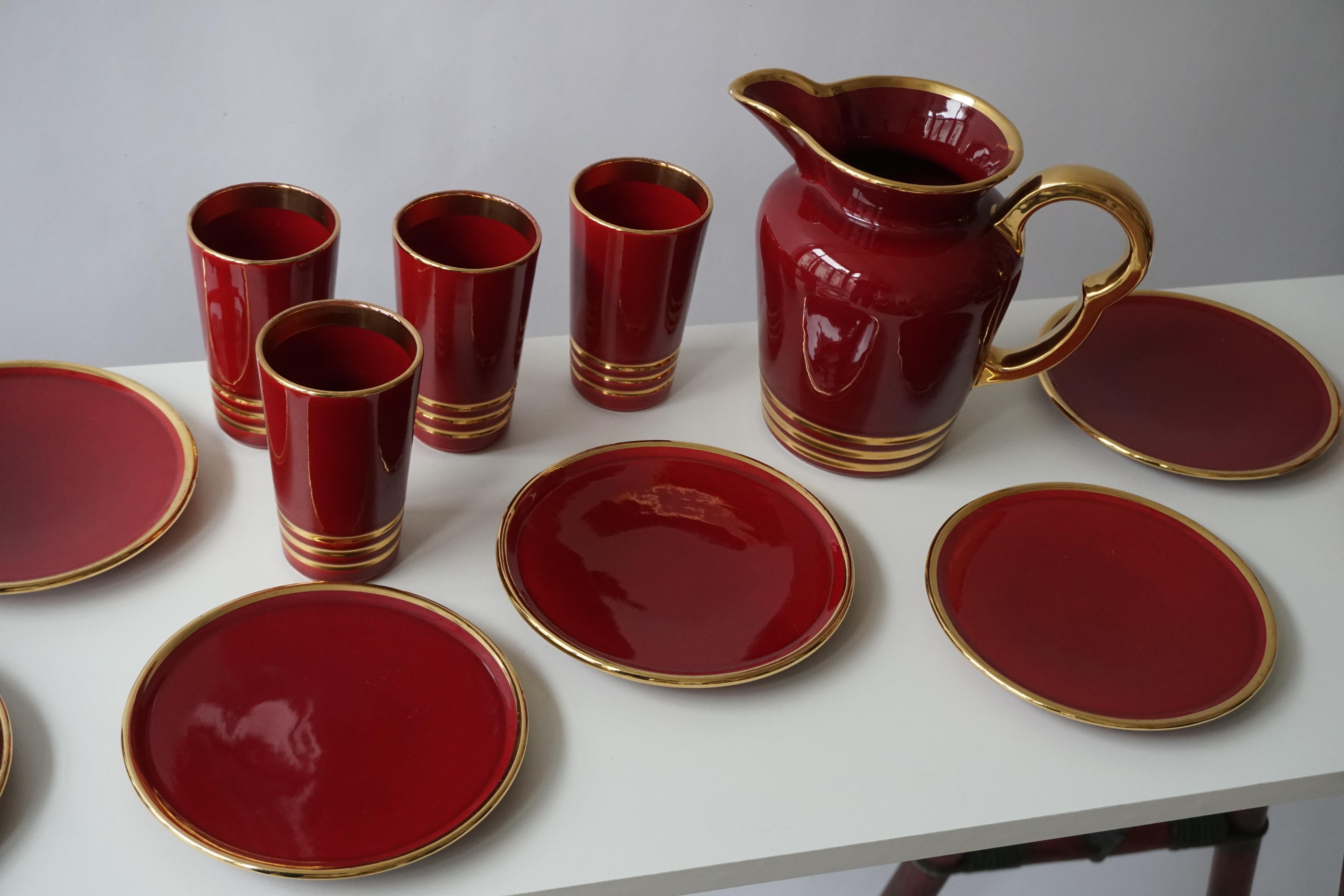 Ceramic Drinking Set by Magdalithe, France, circa 1960 For Sale