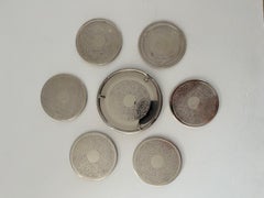 Set di sei sottobicchieri e portabottiglie, placcato argento, Falstaff UK