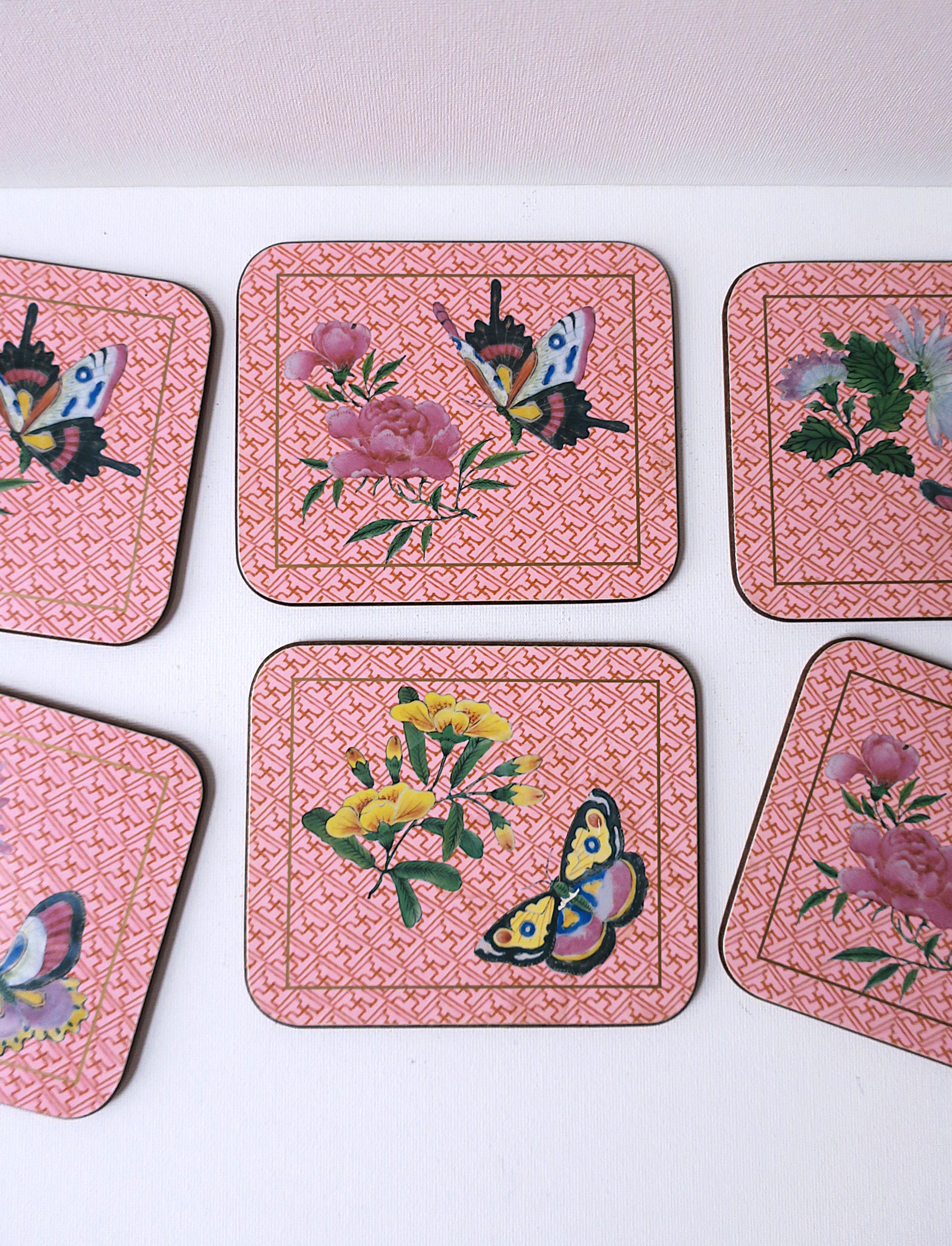 Drinks Coasters Butterfly Design, Set of Six For Sale 1
