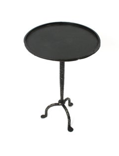 Drinks Side Table / Gueridon in Wrought Iron, Parcel-Silvered, Hammered, 1940s