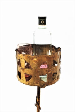 Drinks Stand in Gilt Iron with Foliage Floral Design