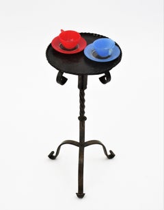 Drinks Table Gueridon / End Table / Martini Table in Wrought Iron, Spain, 1940s